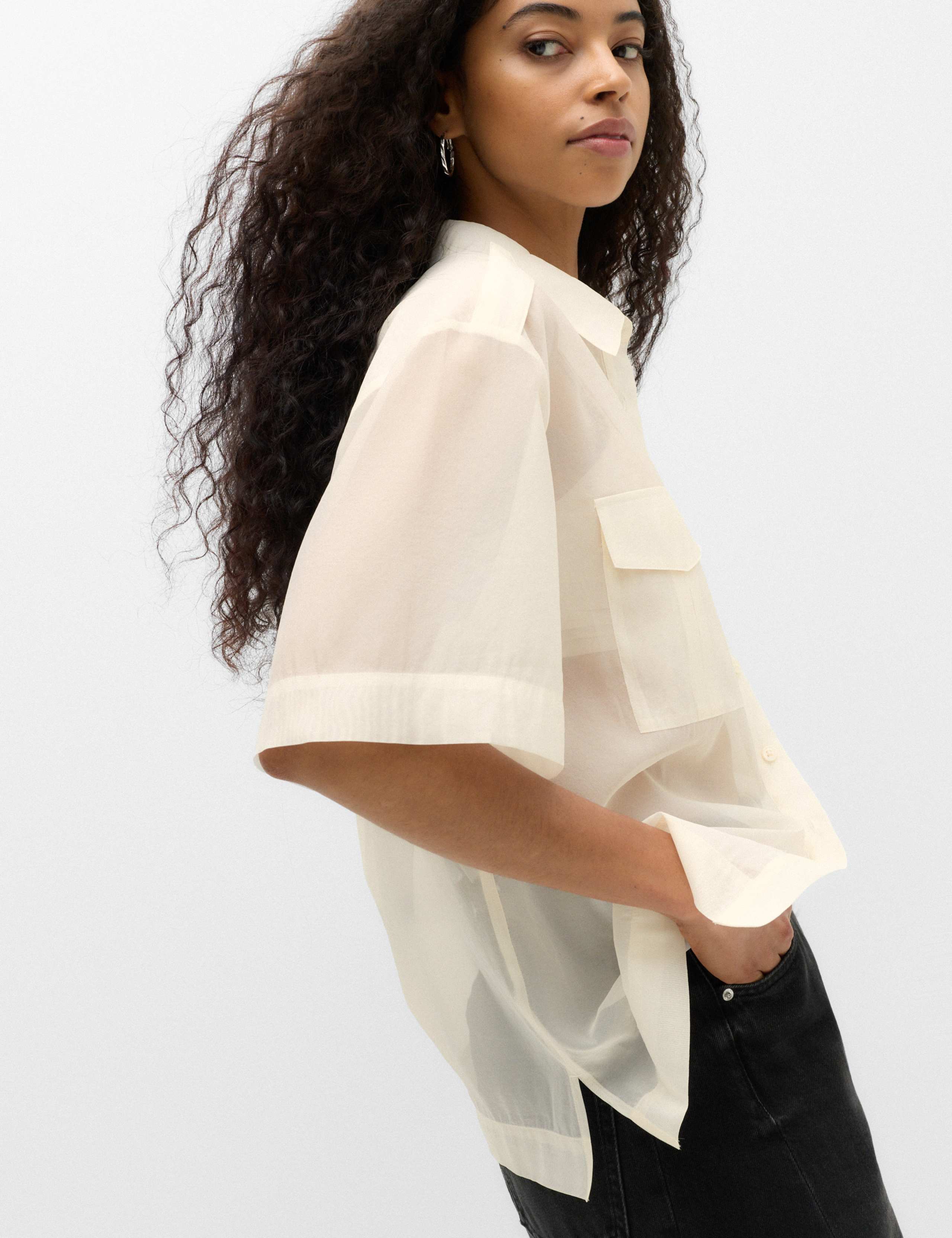 Sheer Collared Utility Shirt 6 of 7