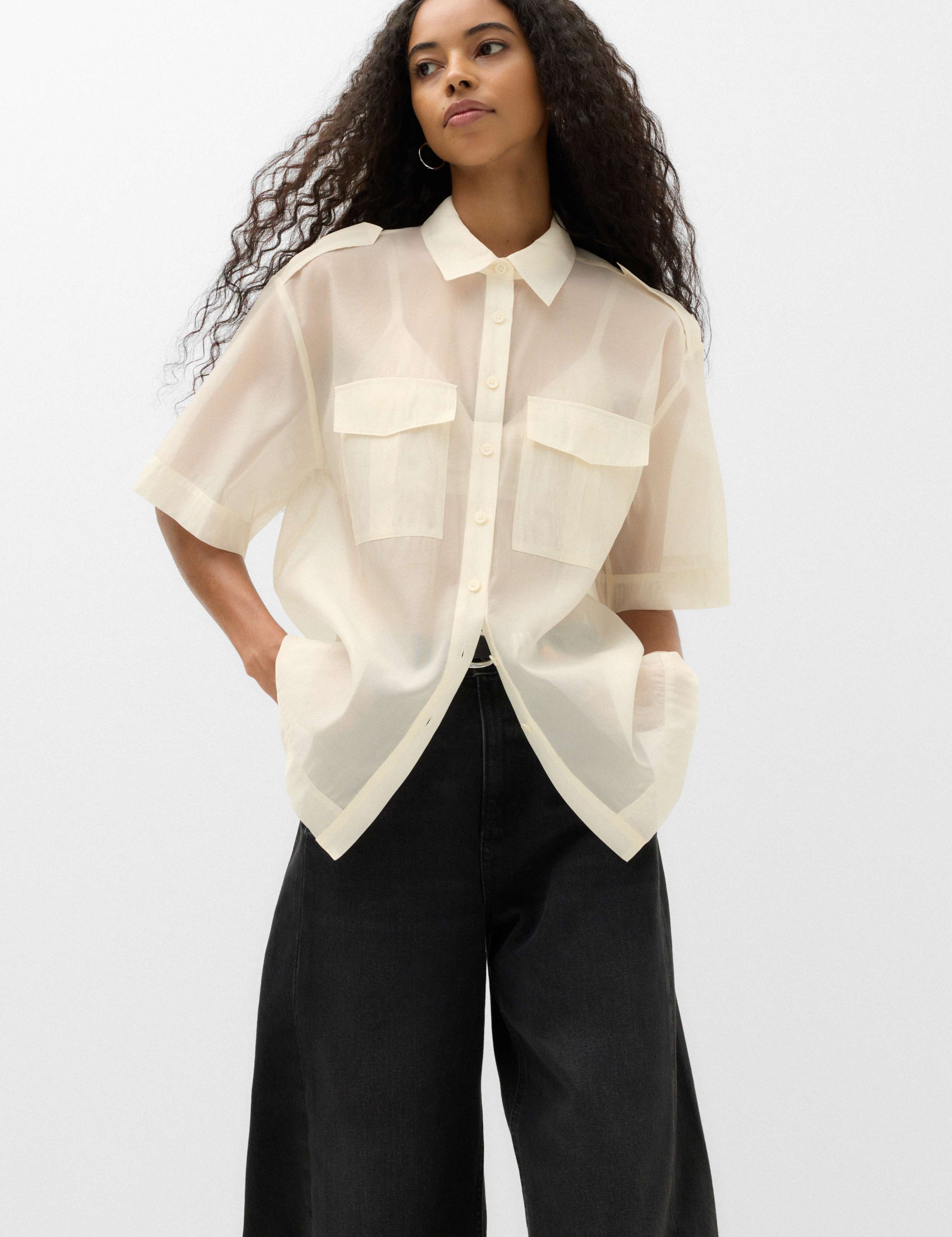 Sheer Collared Utility Shirt 7 of 7