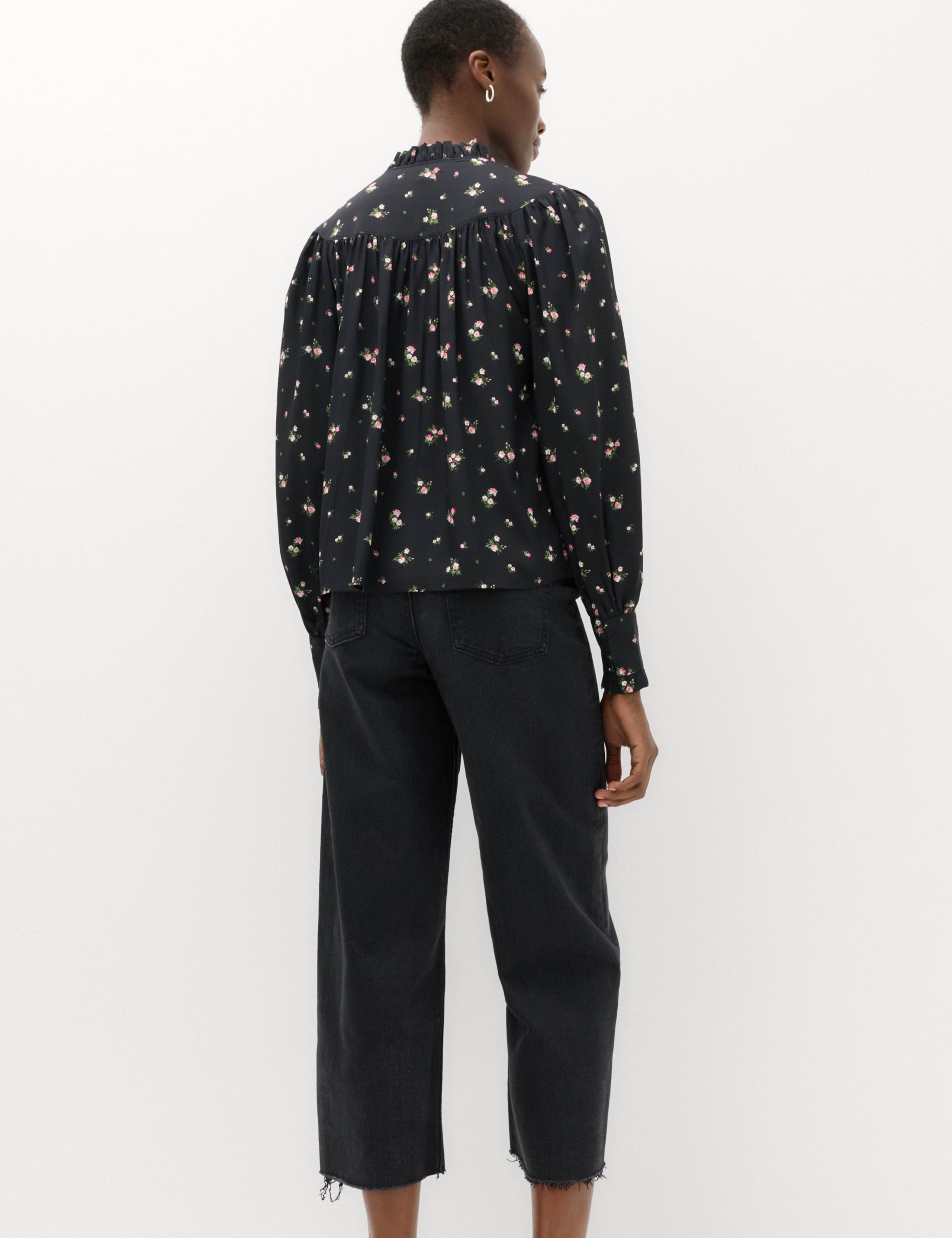 Floral Tie Neck Button Through Blouse 5 of 6