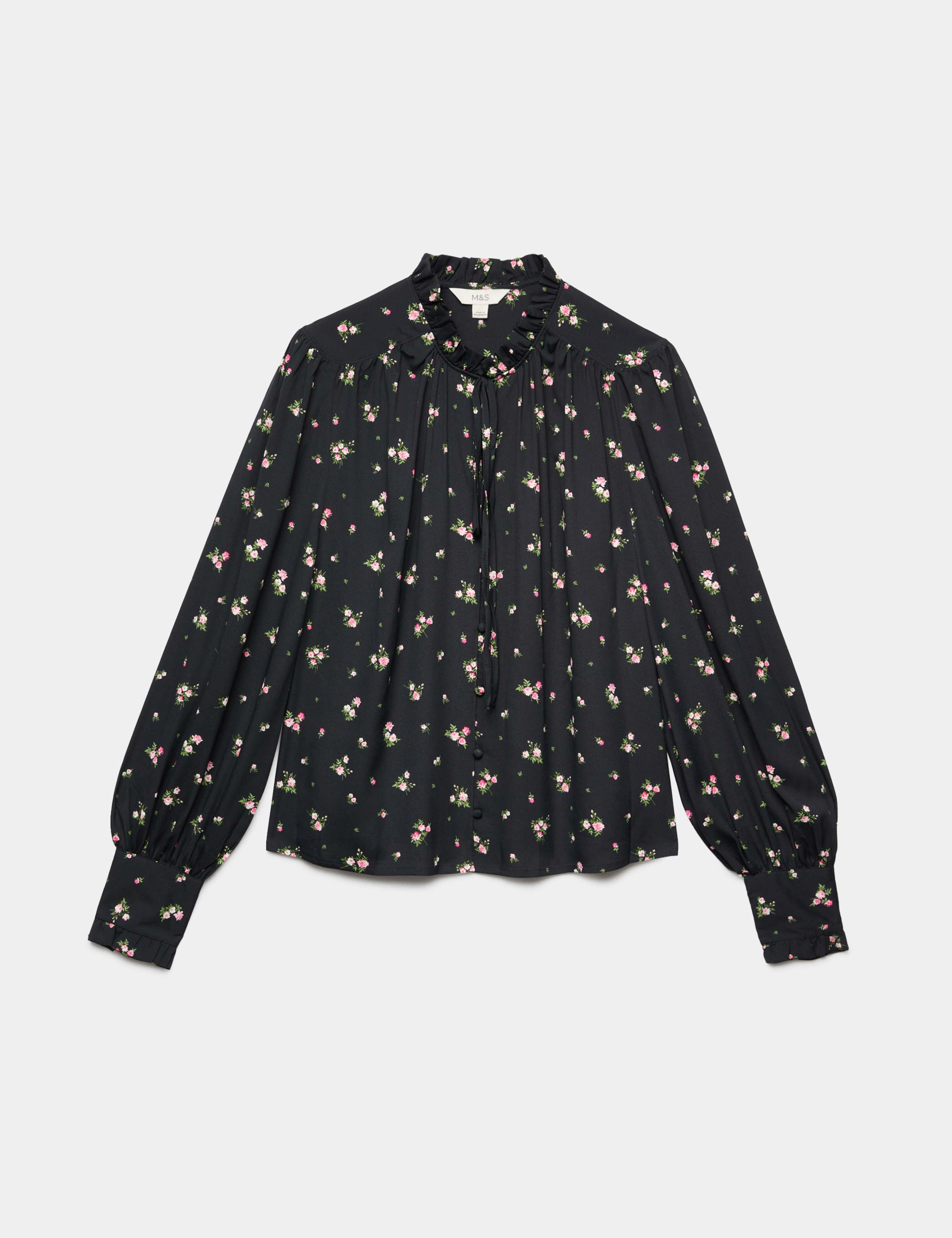 Floral Tie Neck Button Through Blouse 2 of 6
