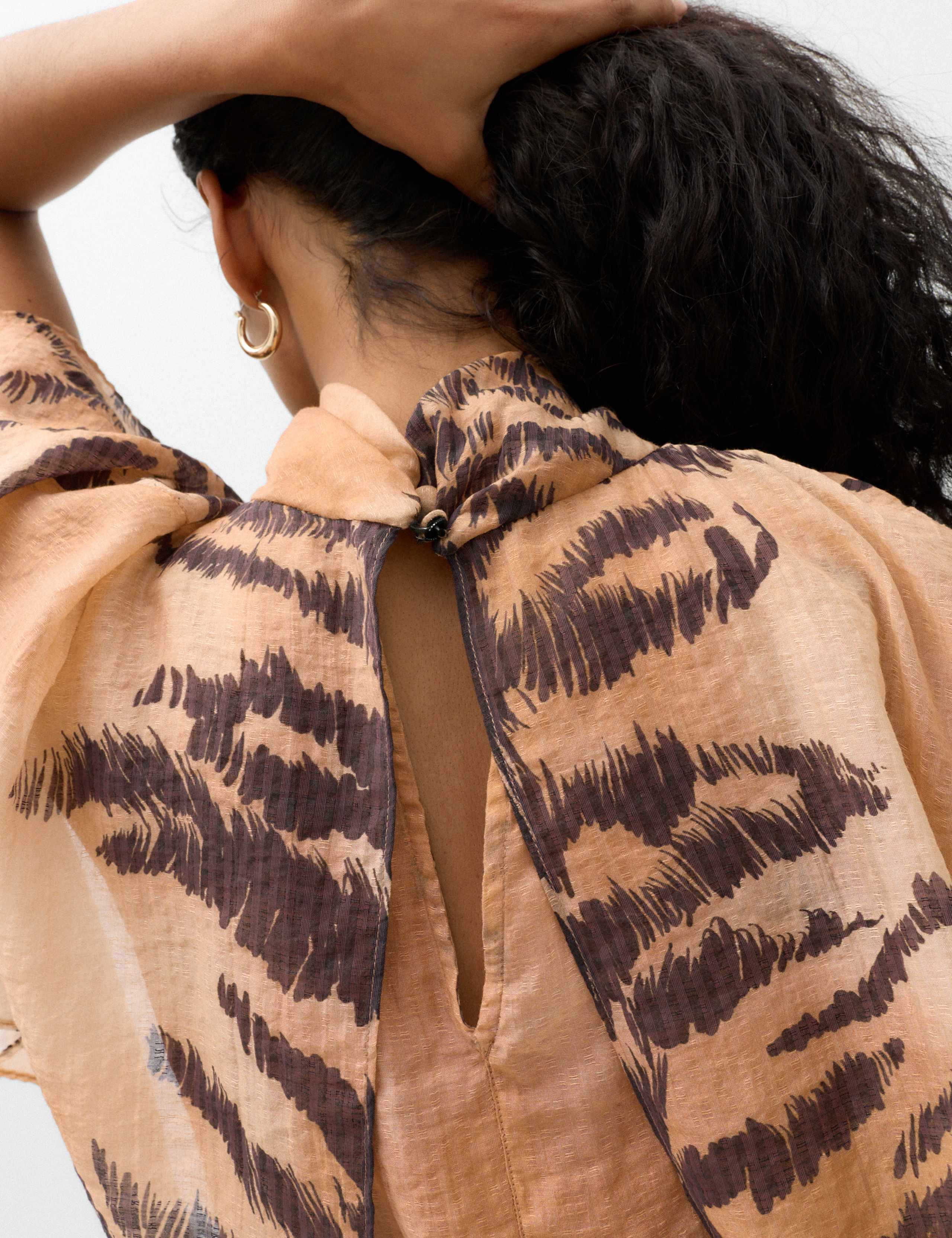 Lyocell Rich Animal Print Cape Detail Blouse 3 of 7