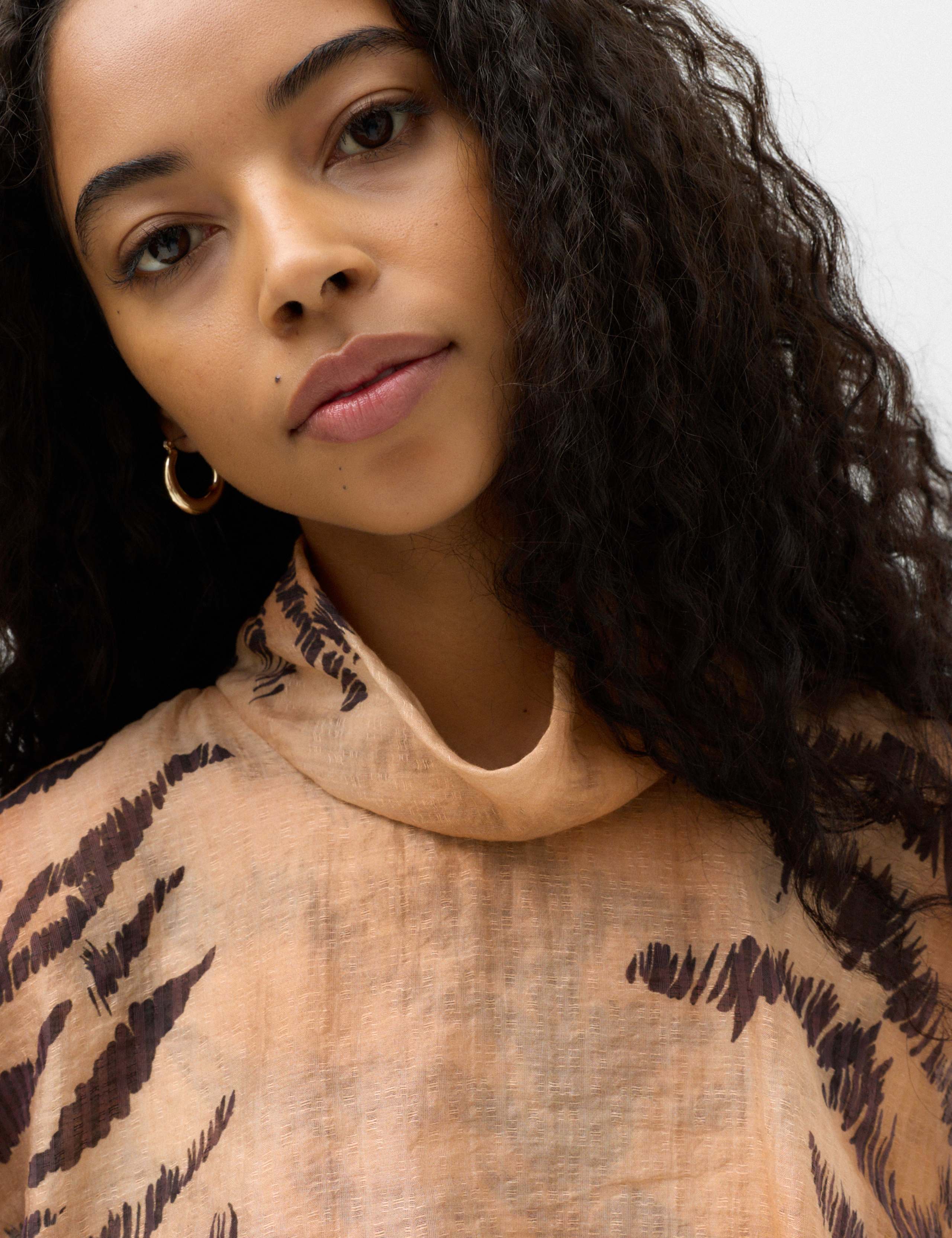 Lyocell Rich Animal Print Cape Detail Blouse 6 of 7