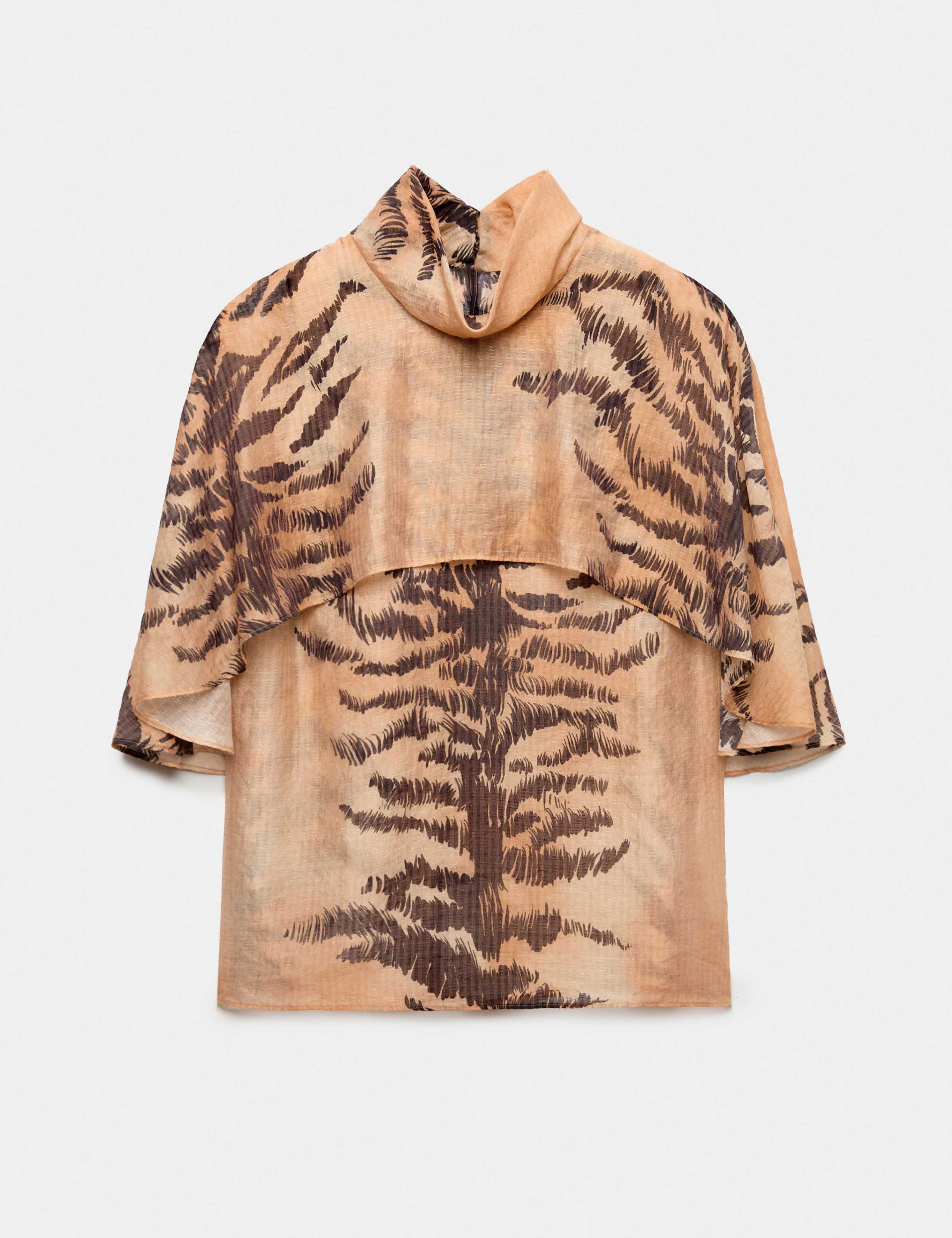 Lyocell Rich Animal Print Cape Detail Blouse 2 of 7