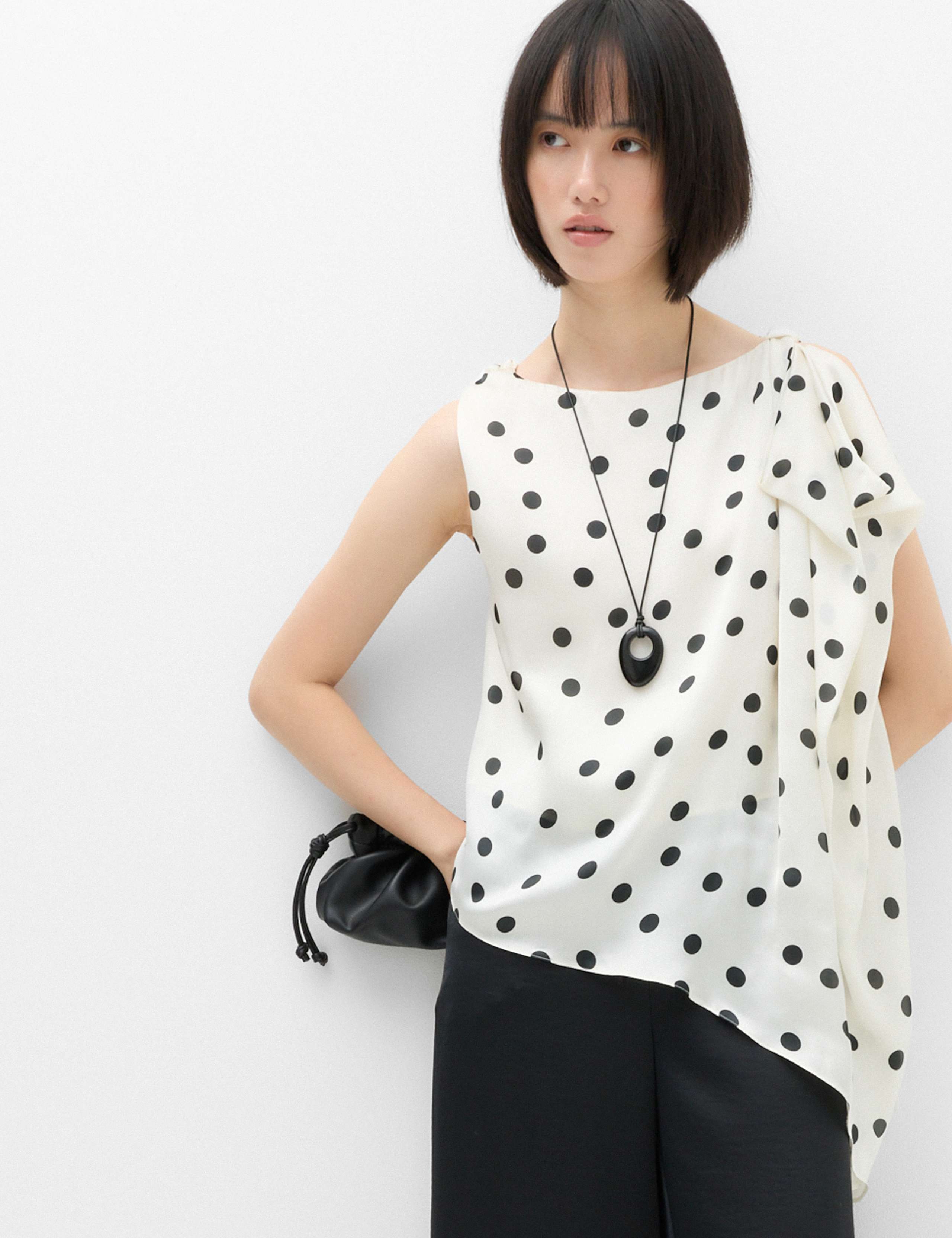 Polka Dot Draped Asymmetric Top 3 of 6