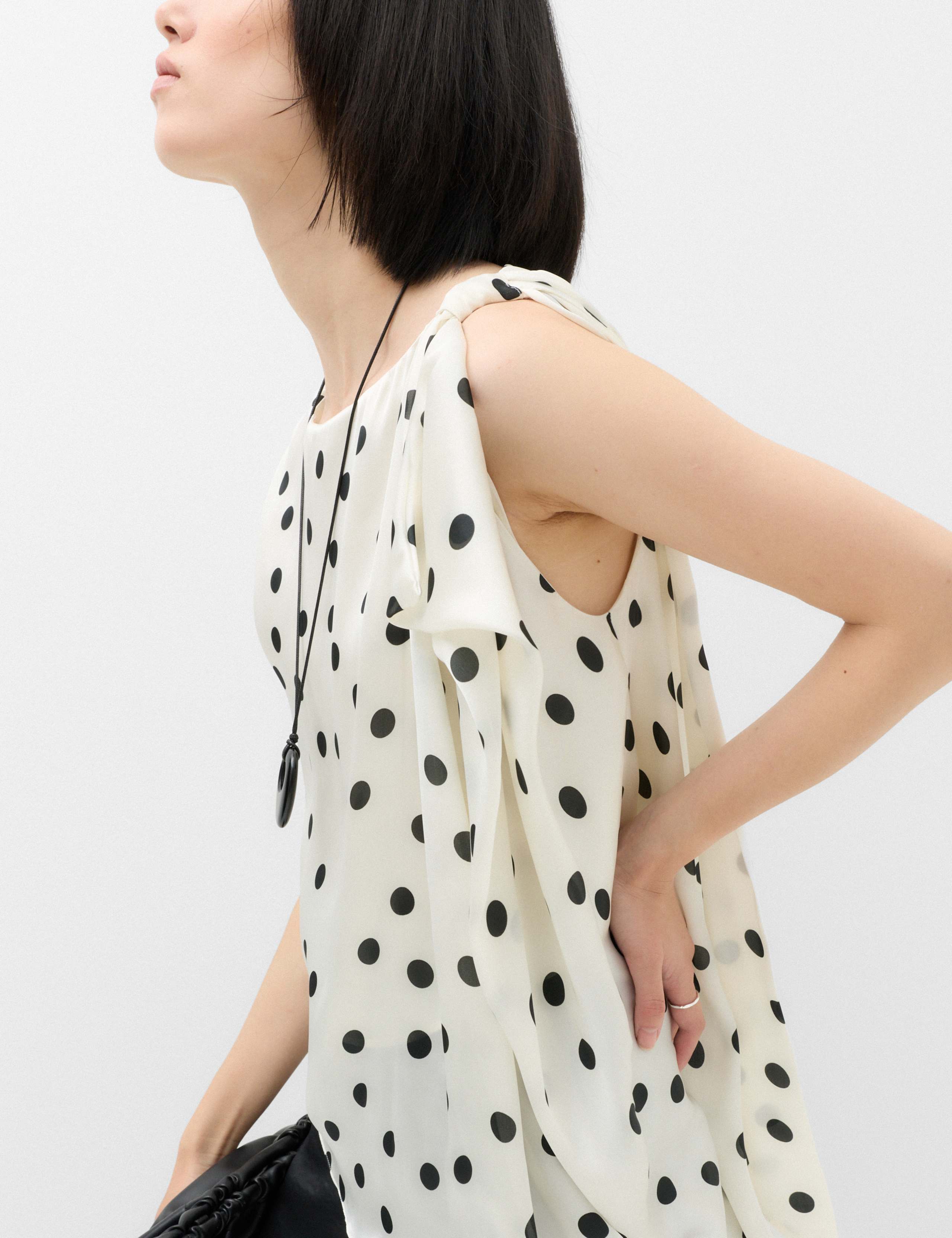 Polka Dot Draped Asymmetric Top 6 of 6