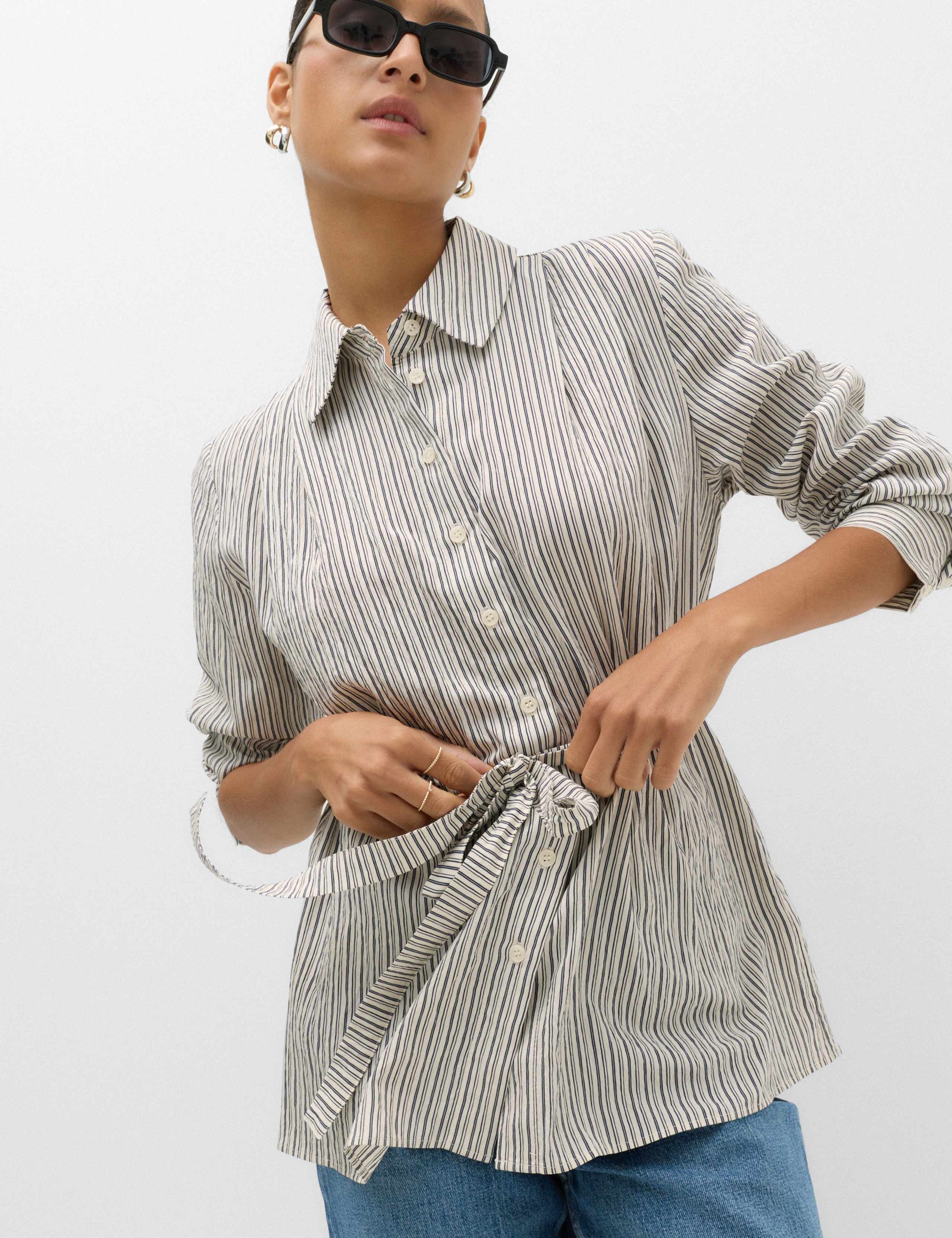 Striped Tie Waist Detail Shirt 1 of 7