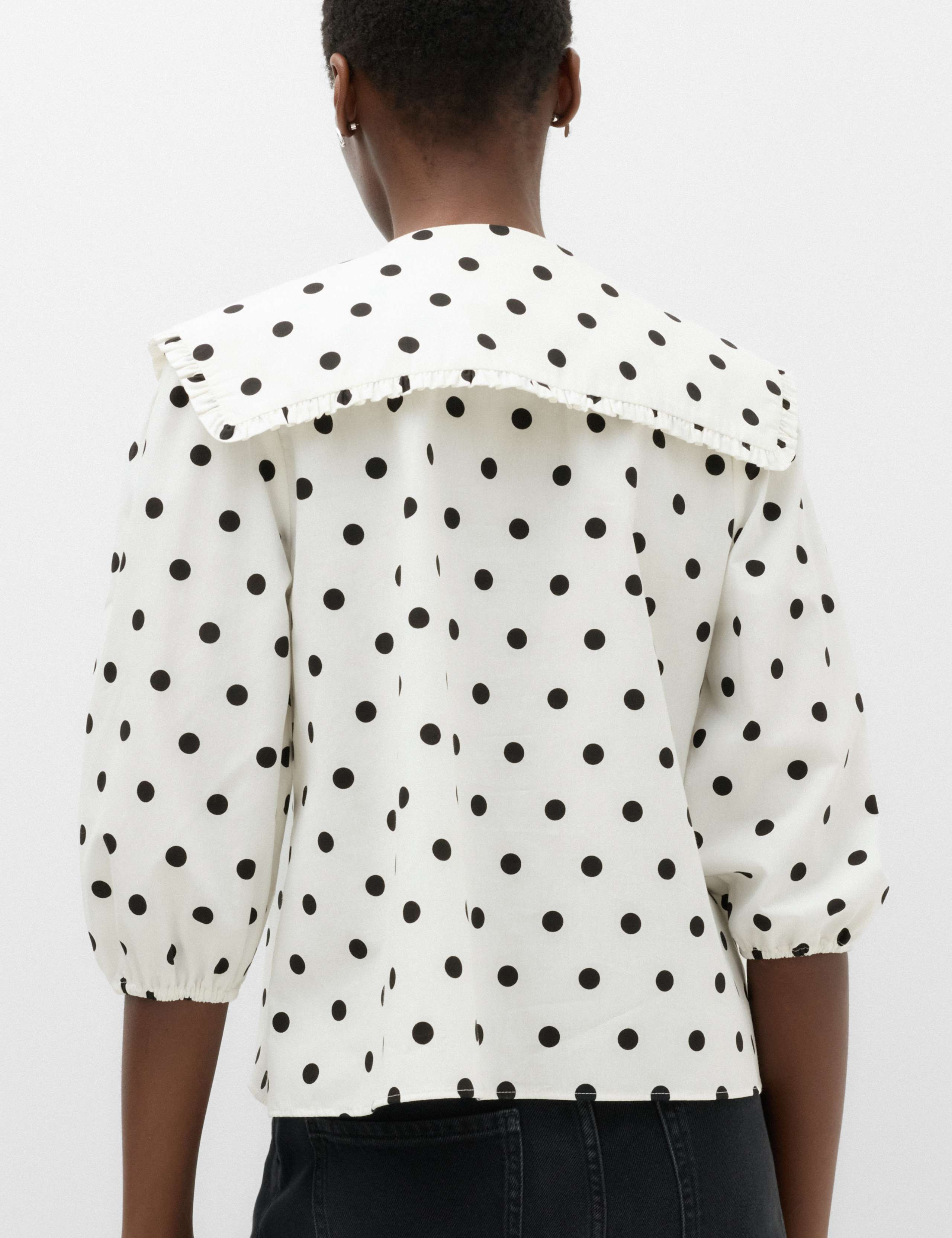 Pure Cotton Polka Dot Sailor Collar Shirt 4 of 6