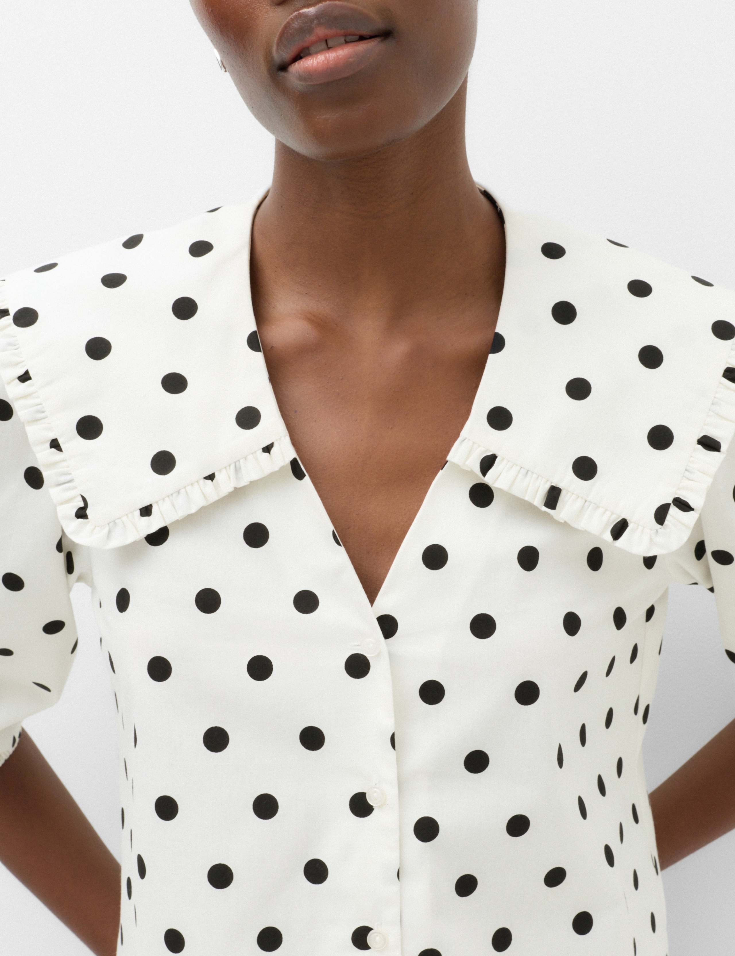 Pure Cotton Polka Dot Sailor Collar Shirt 6 of 6
