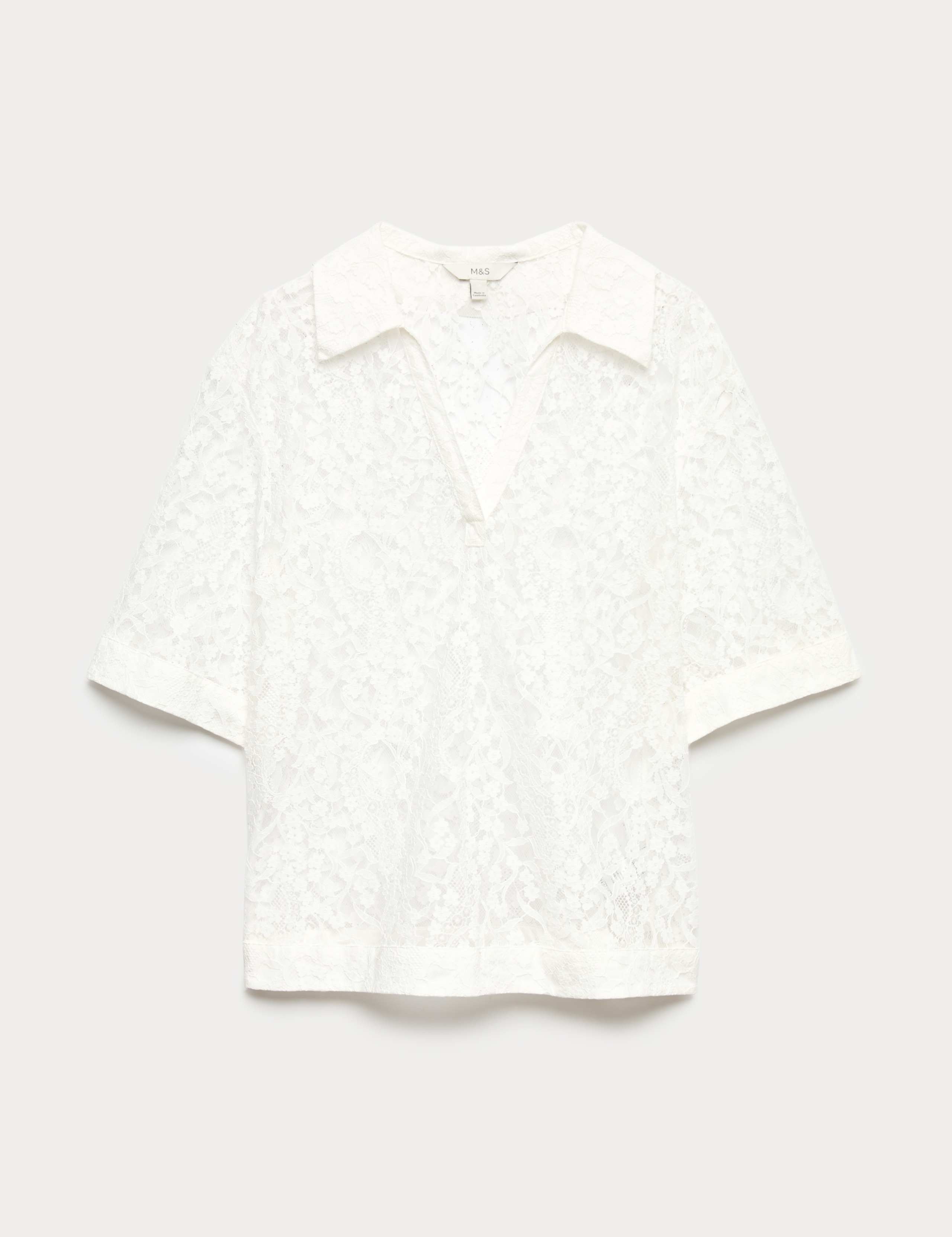 Cotton Blend Lace Collared Top 2 of 6