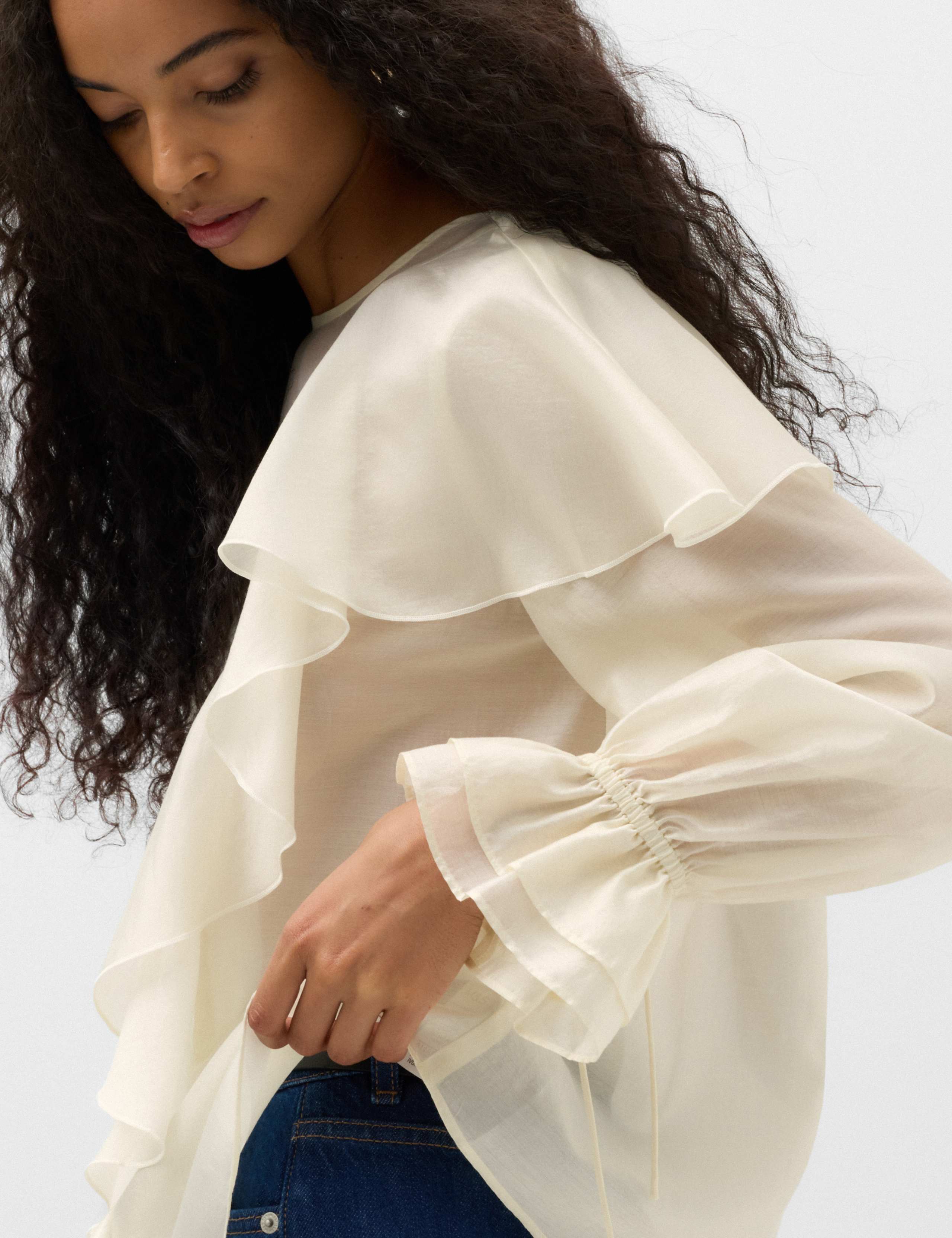 Lyocell Rich Ruffle Tie Detail Blouse 5 of 6