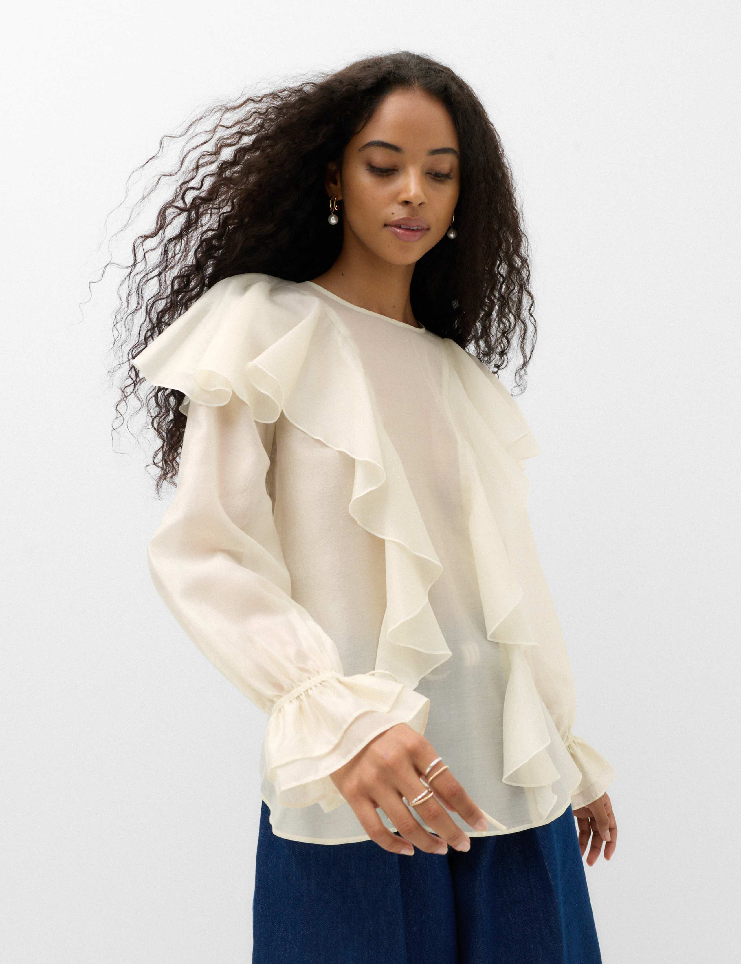 Lyocell Rich Ruffle Tie Detail Blouse 6 of 6