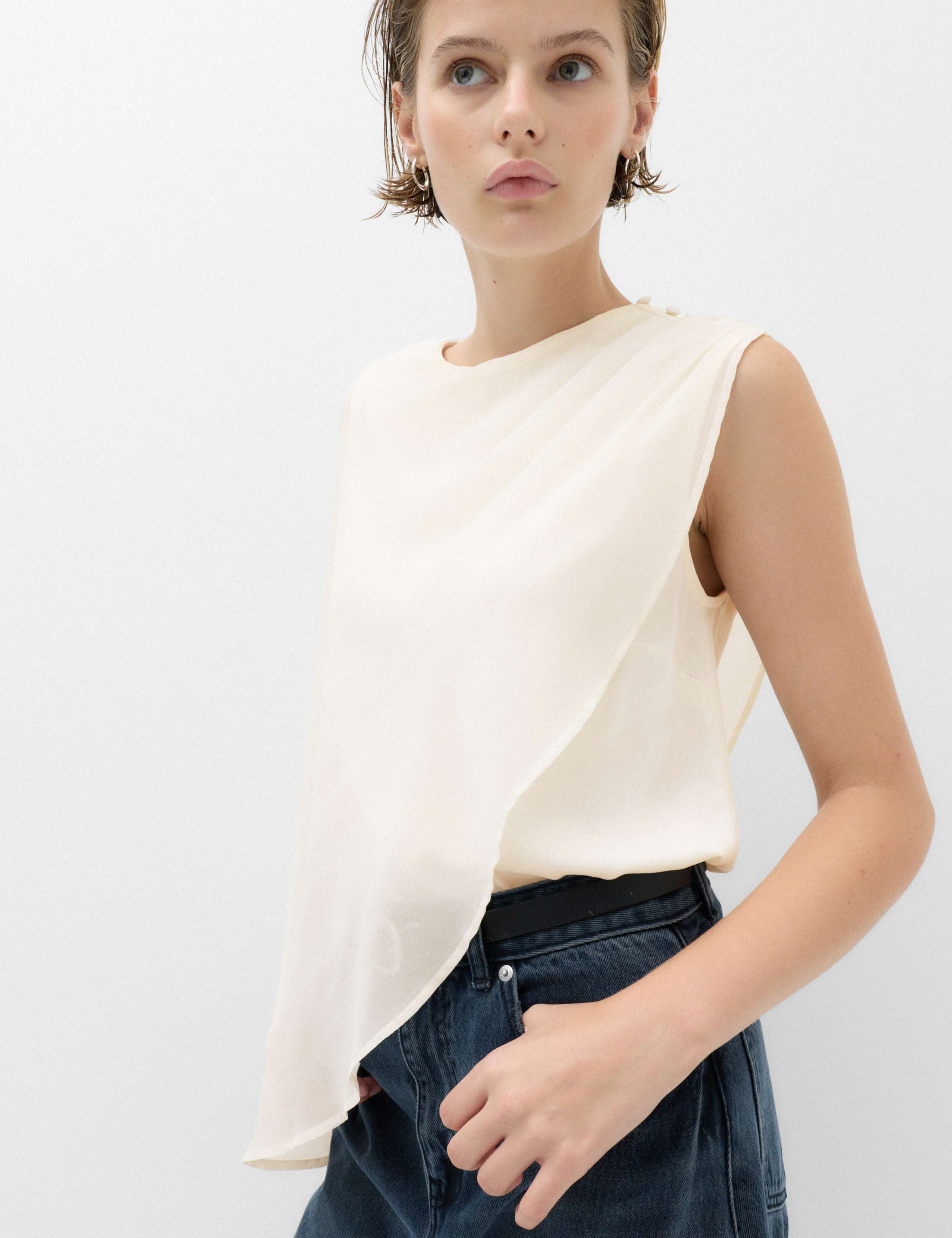 Sheer Cape Detail Blouse 3 of 6
