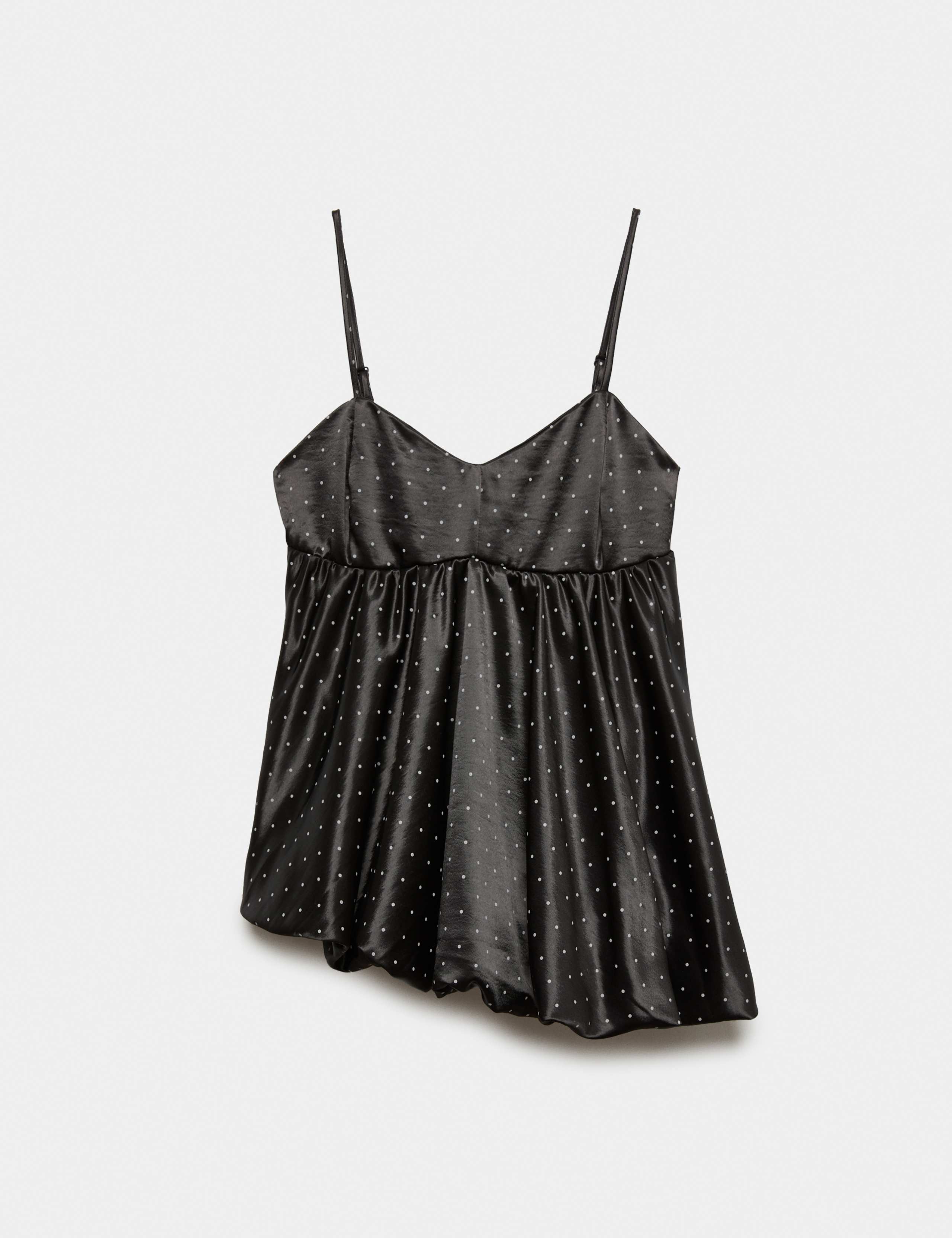 Satin Polka Dot Asymmetric Bubble Hem Cami Top 2 of 6