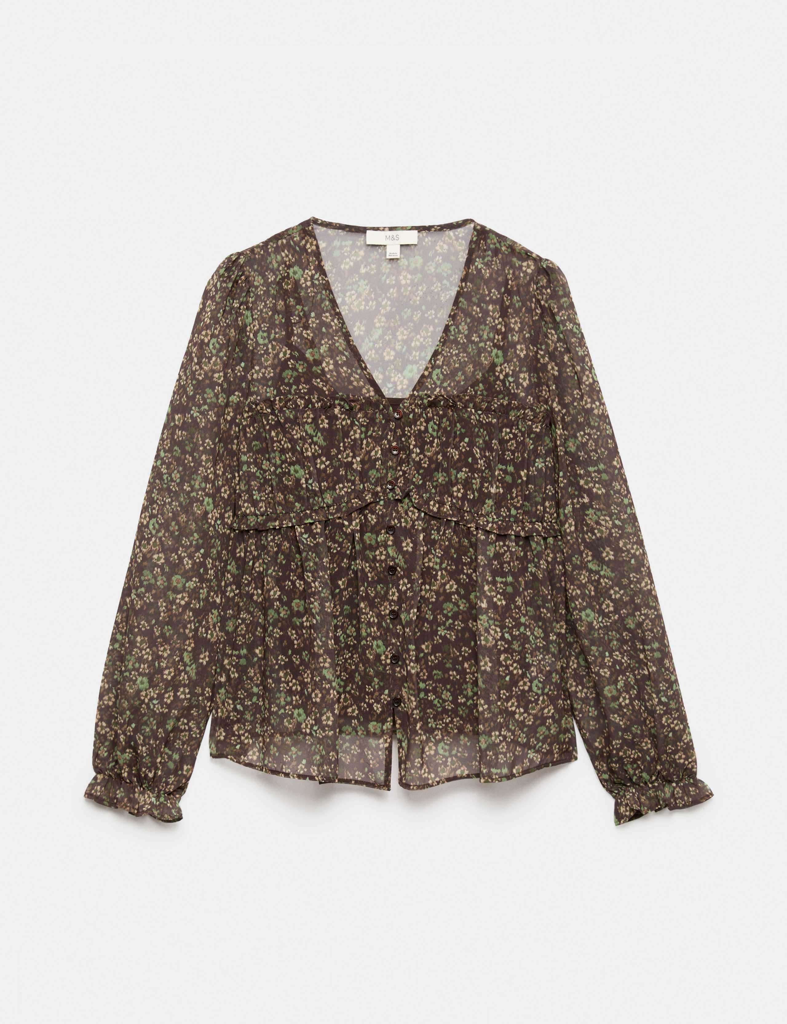 Floral Ruffle V-Neck Blouse 2 of 5