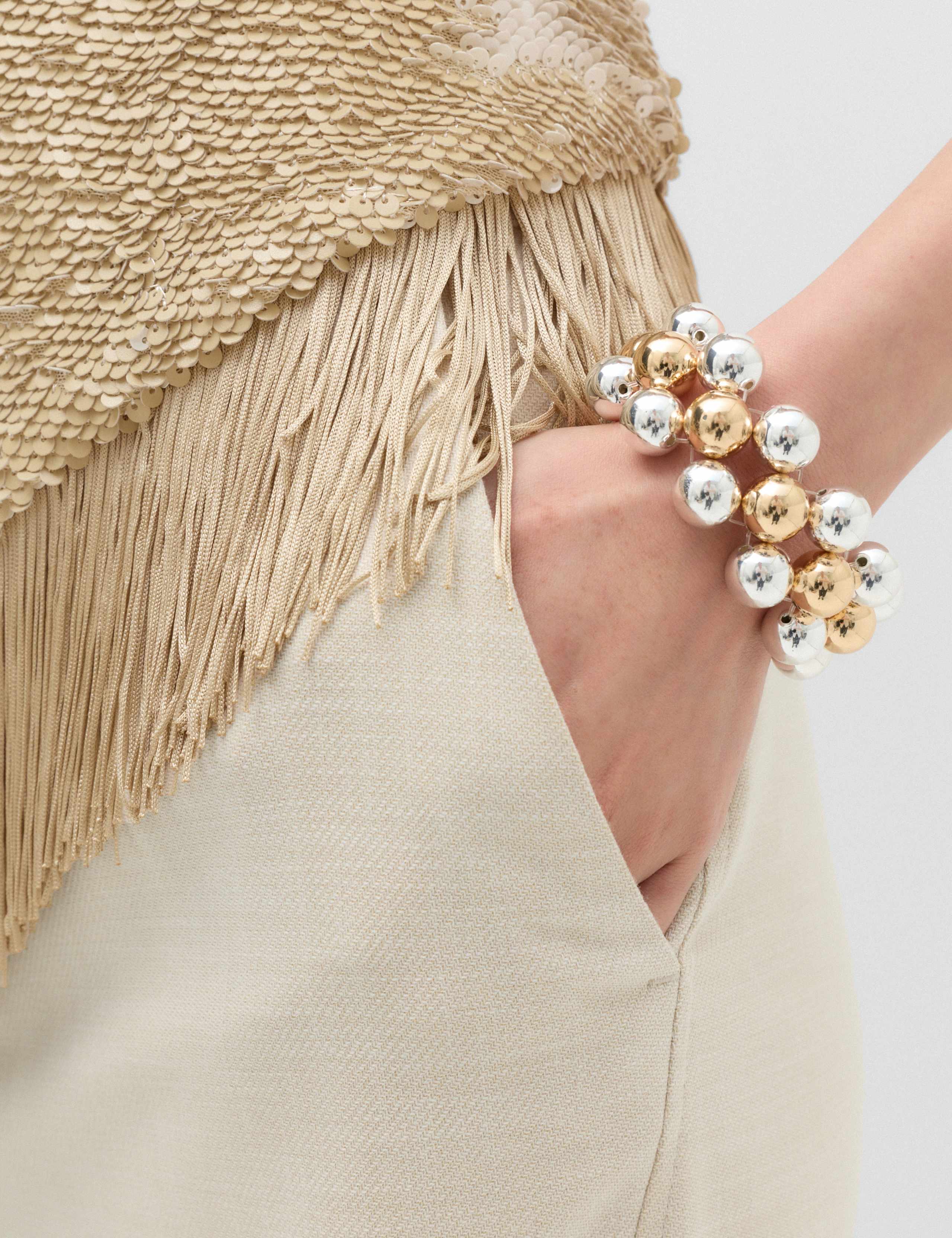 Sequin Fringe Detail Halter Neck Crop Top 3 of 6
