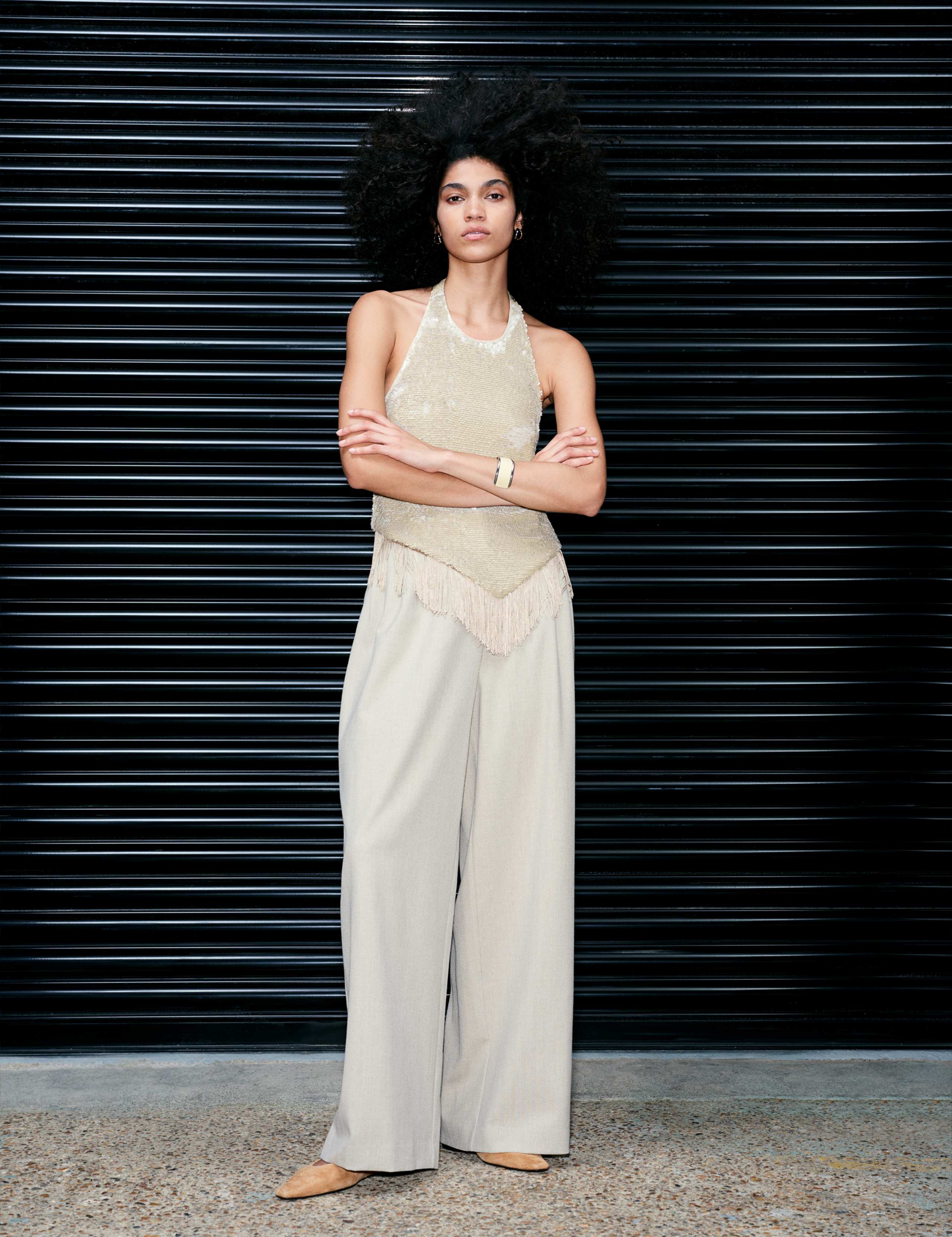 Sequin Fringe Detail Halter Neck Crop Top 6 of 6