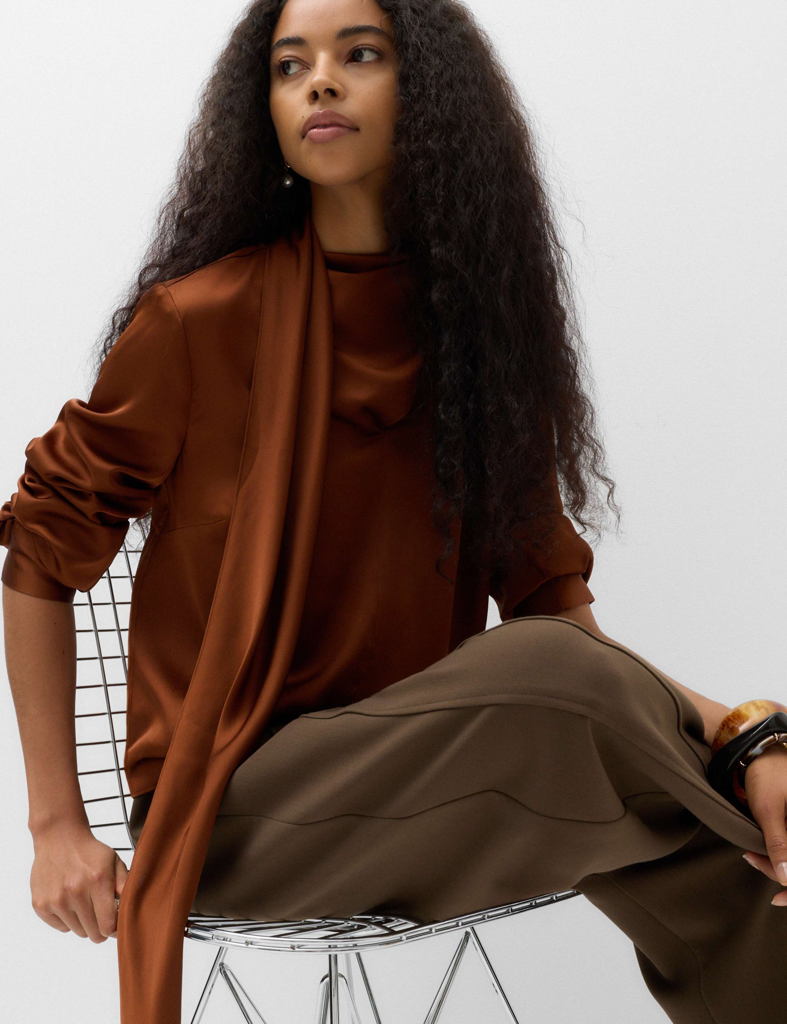 Satin Scarf Neck Blouse 3 of 7