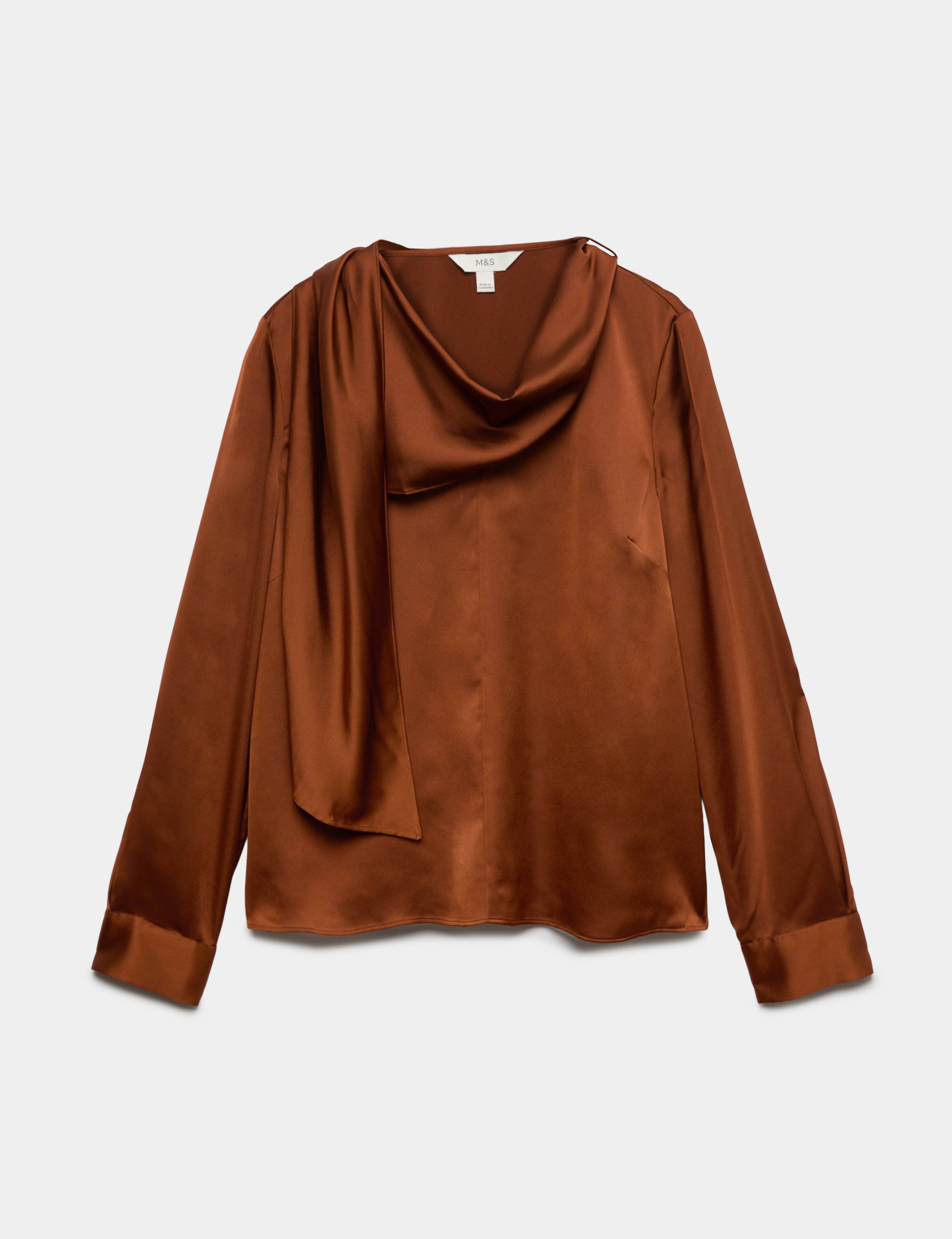 Satin Scarf Neck Blouse 2 of 7