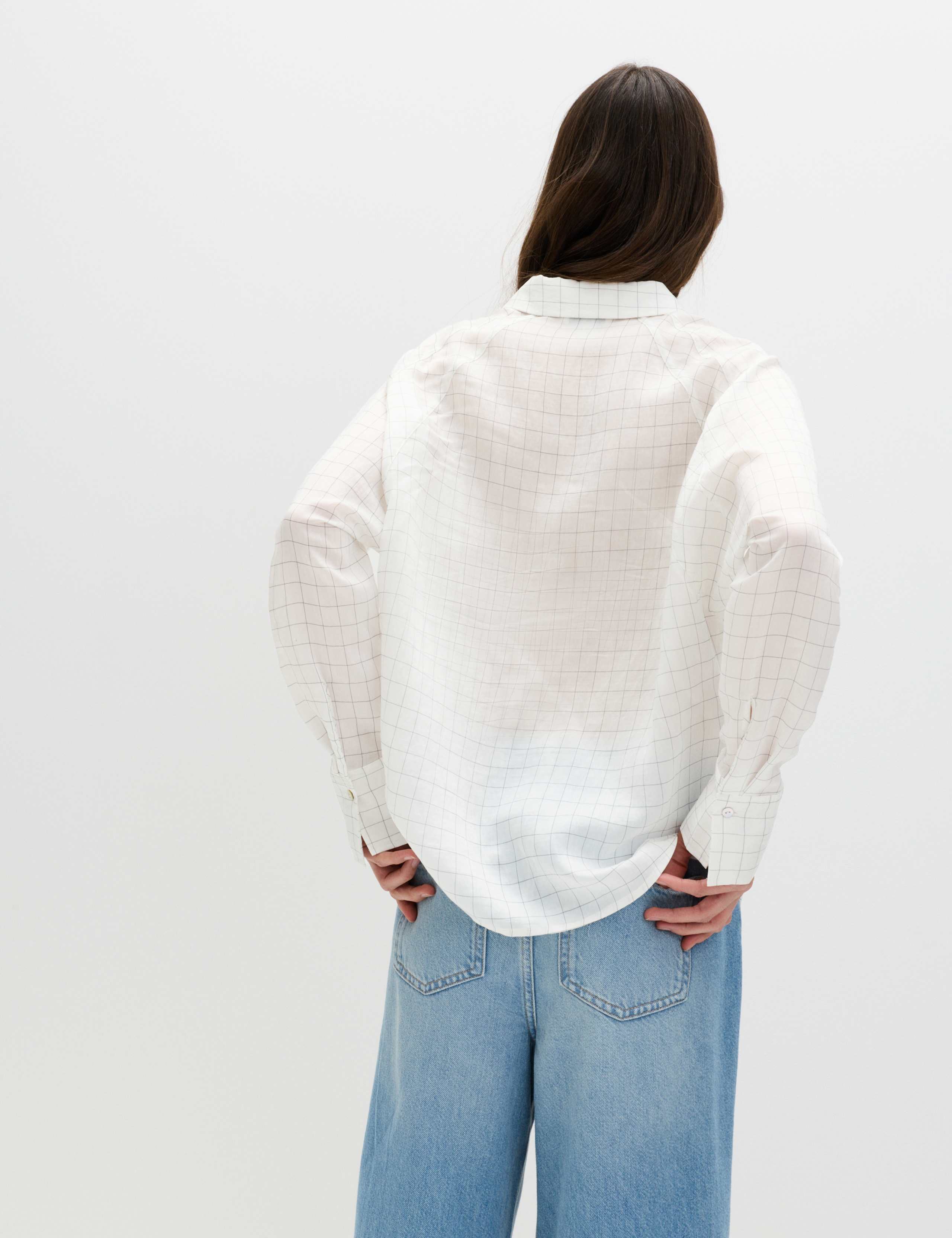 Lyocell Rich Checked Collared Oversized Shirt 5 of 6