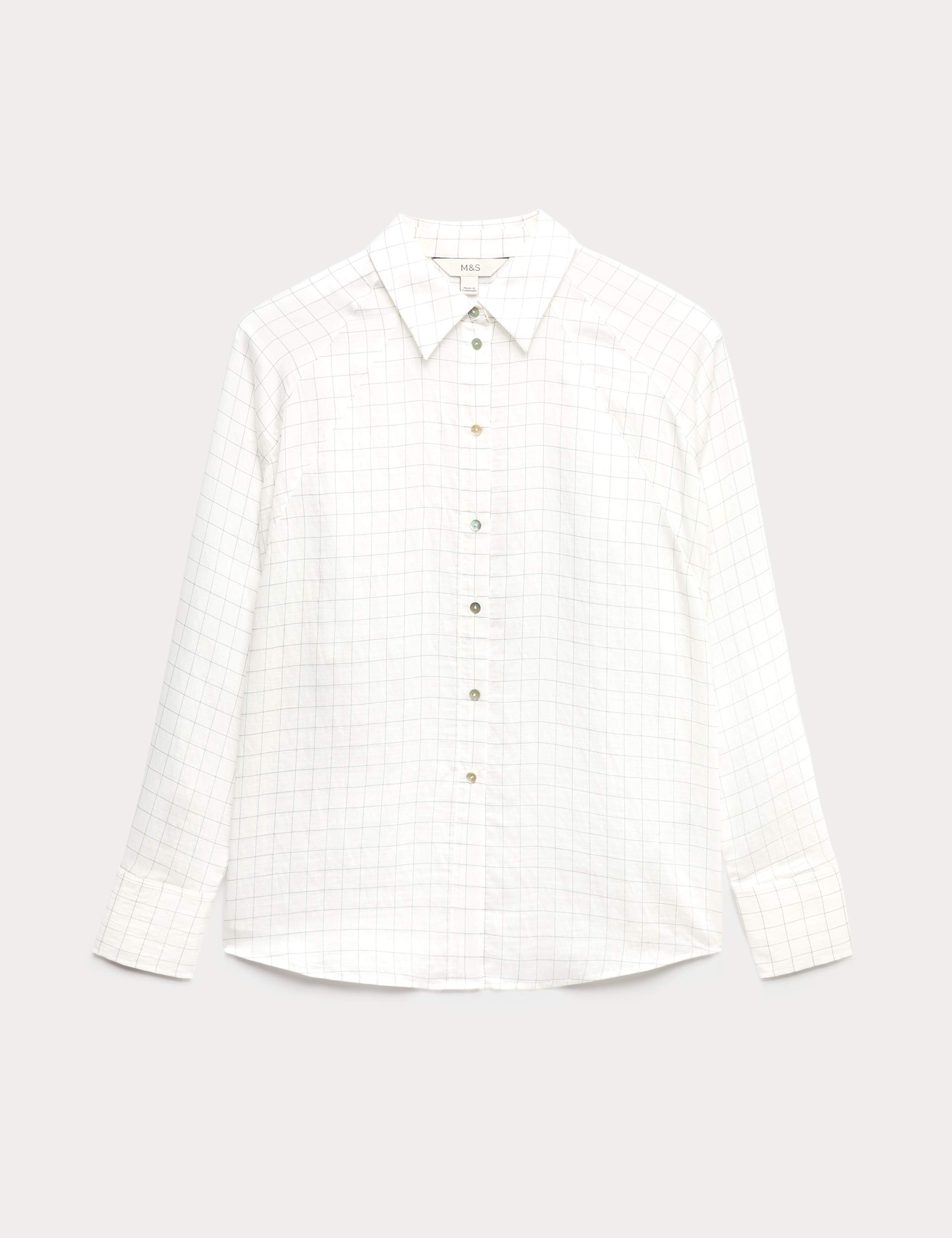 Lyocell Rich Checked Collared Oversized Shirt 2 of 6