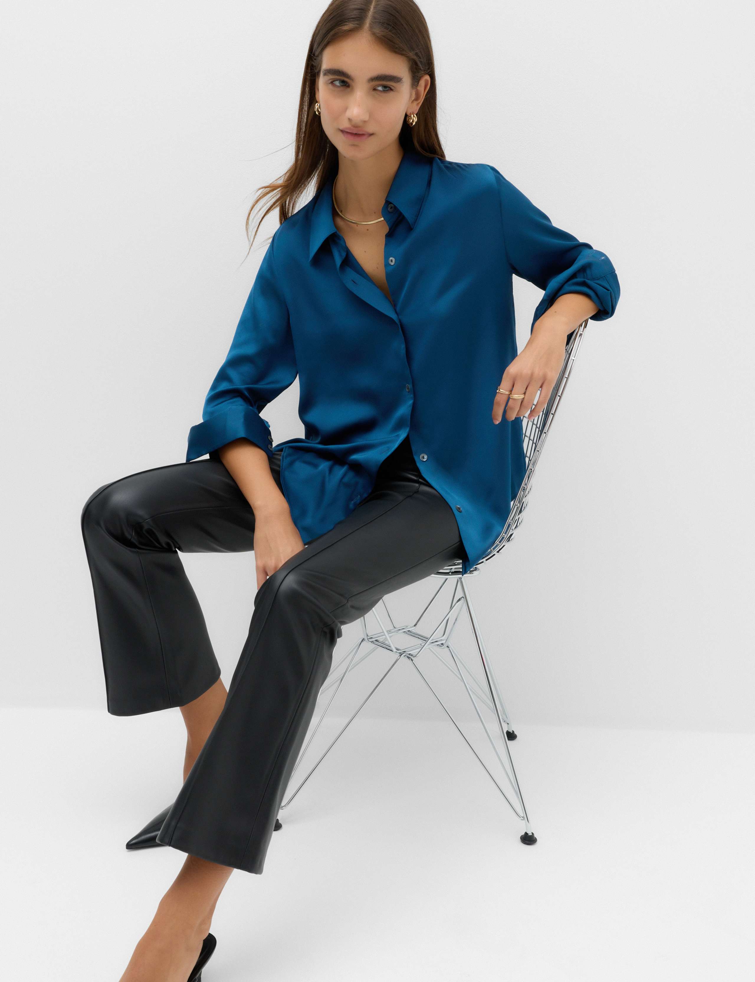 Satin Collared Button Through Shirt 6 of 6