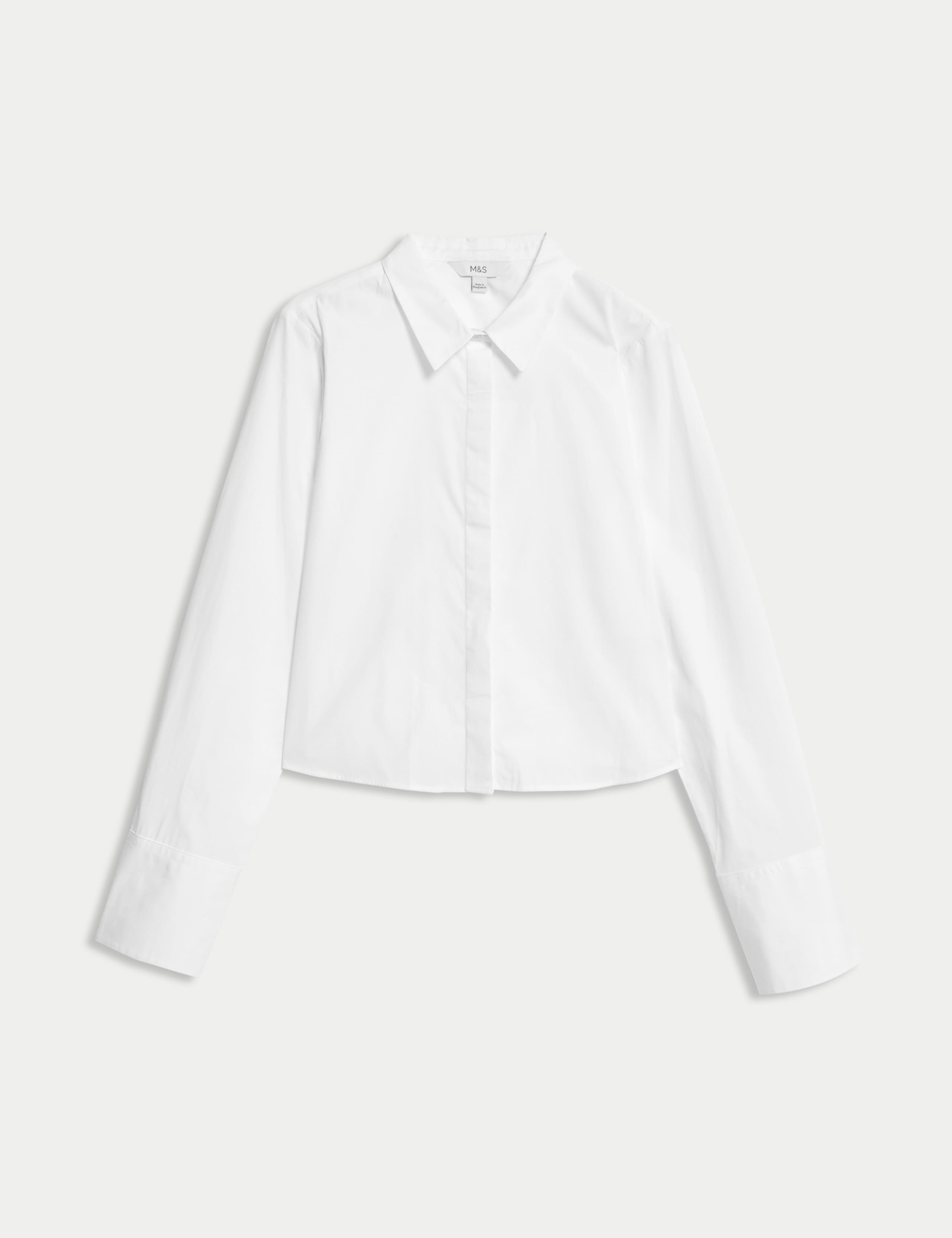 Pure Cotton Cropped Collared Shirt 2 of 5