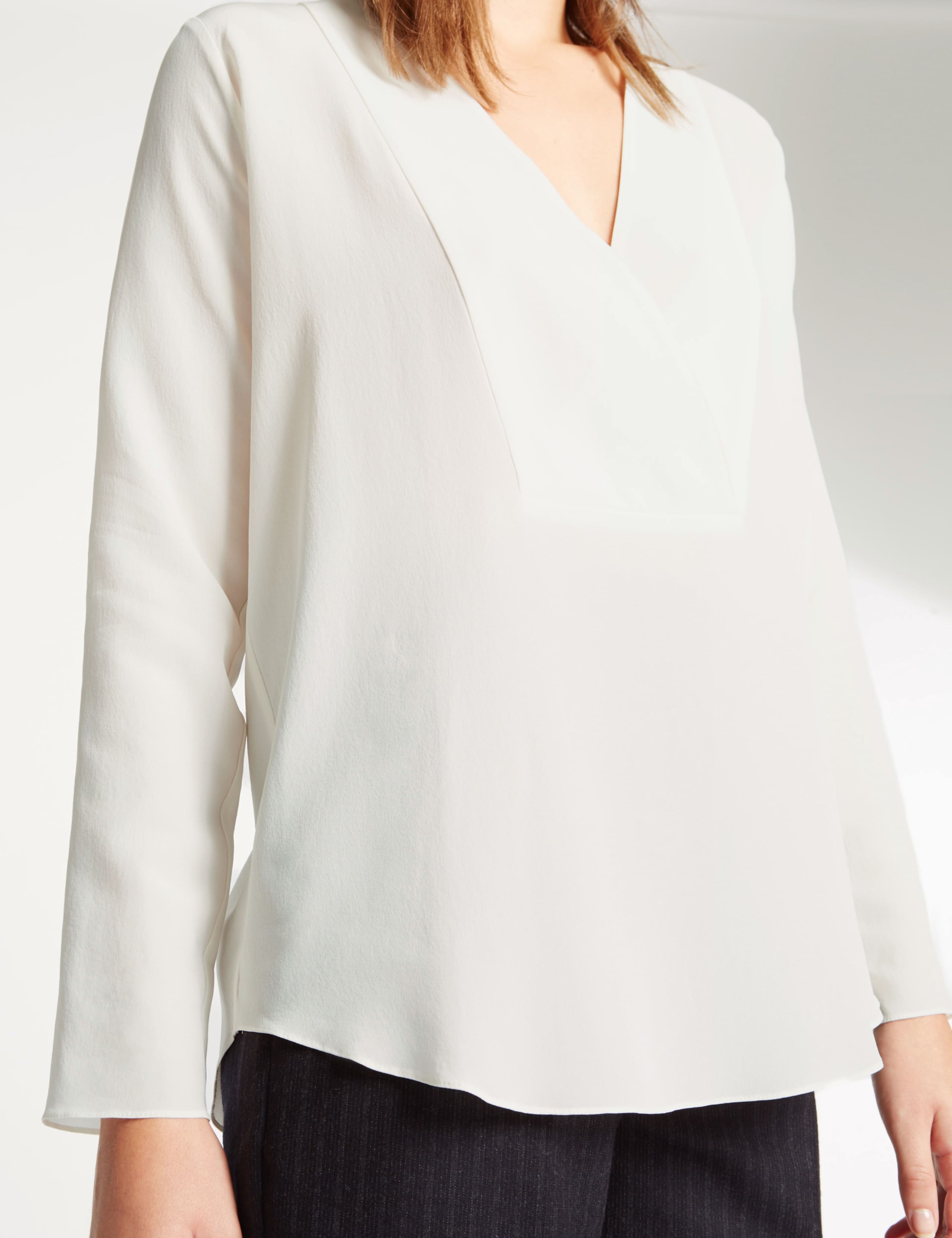 Pure Silk V-Neck Blouse 4 of 5
