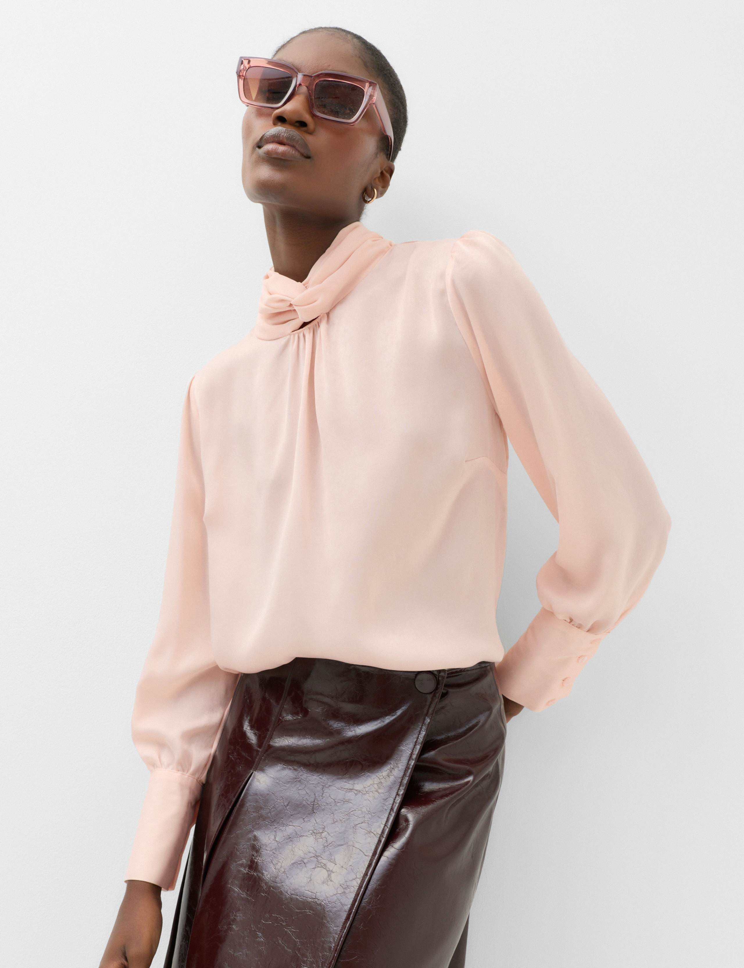 Satin High Neck Blouse 1 of 6