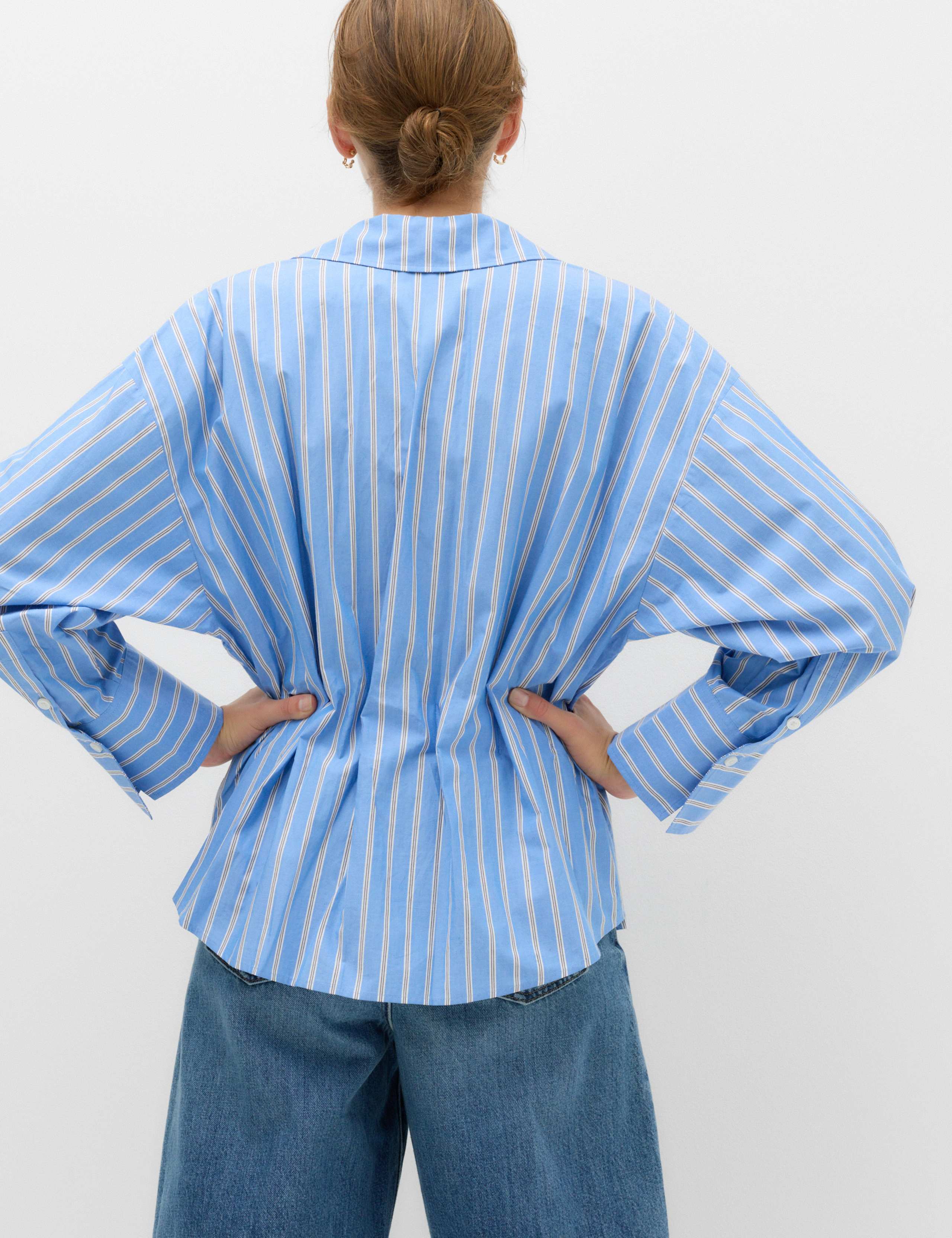 Pure Cotton Striped Collared Waisted Shirt 4 of 5