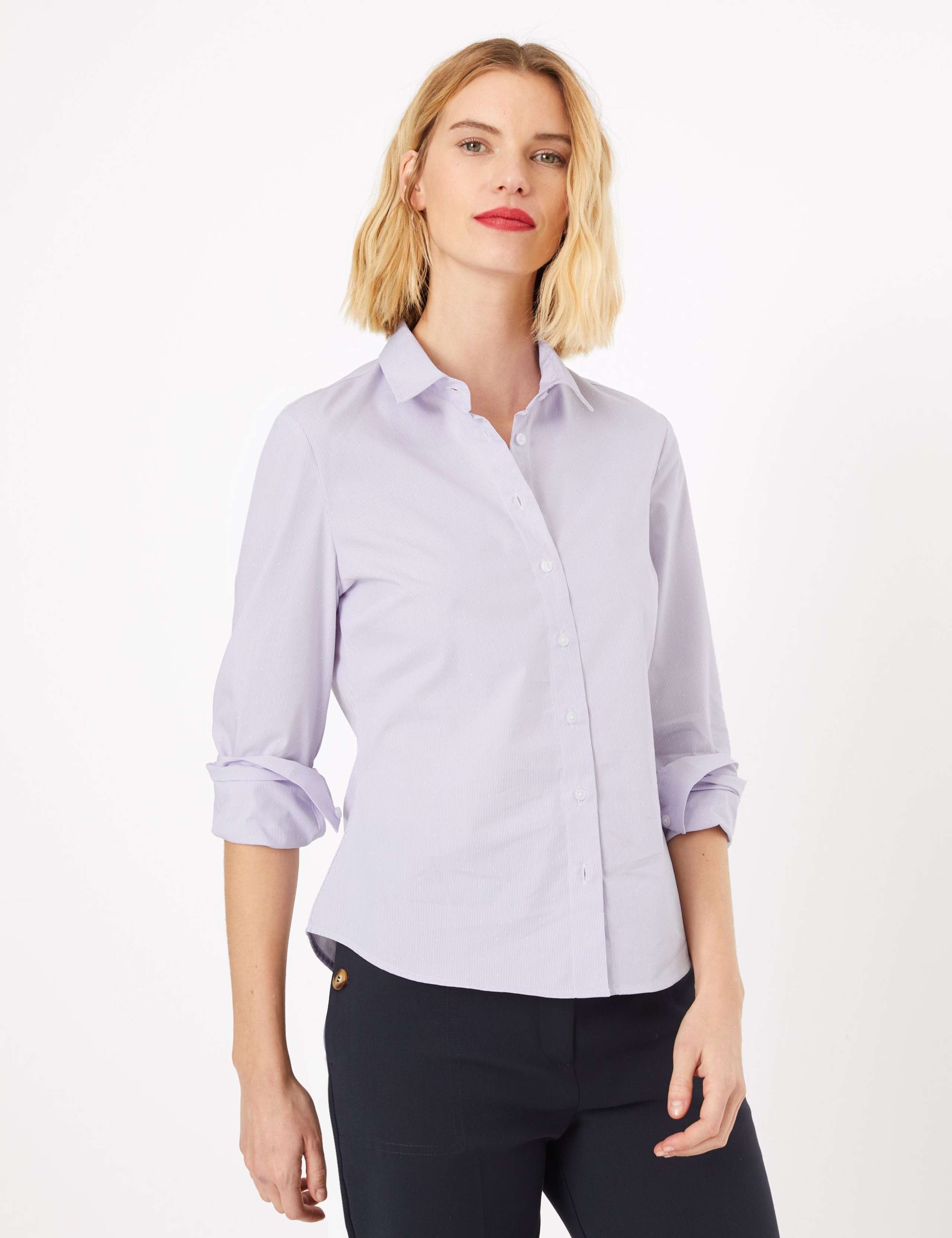 Cotton Rich Striped Fitted Shirt 1 of 4