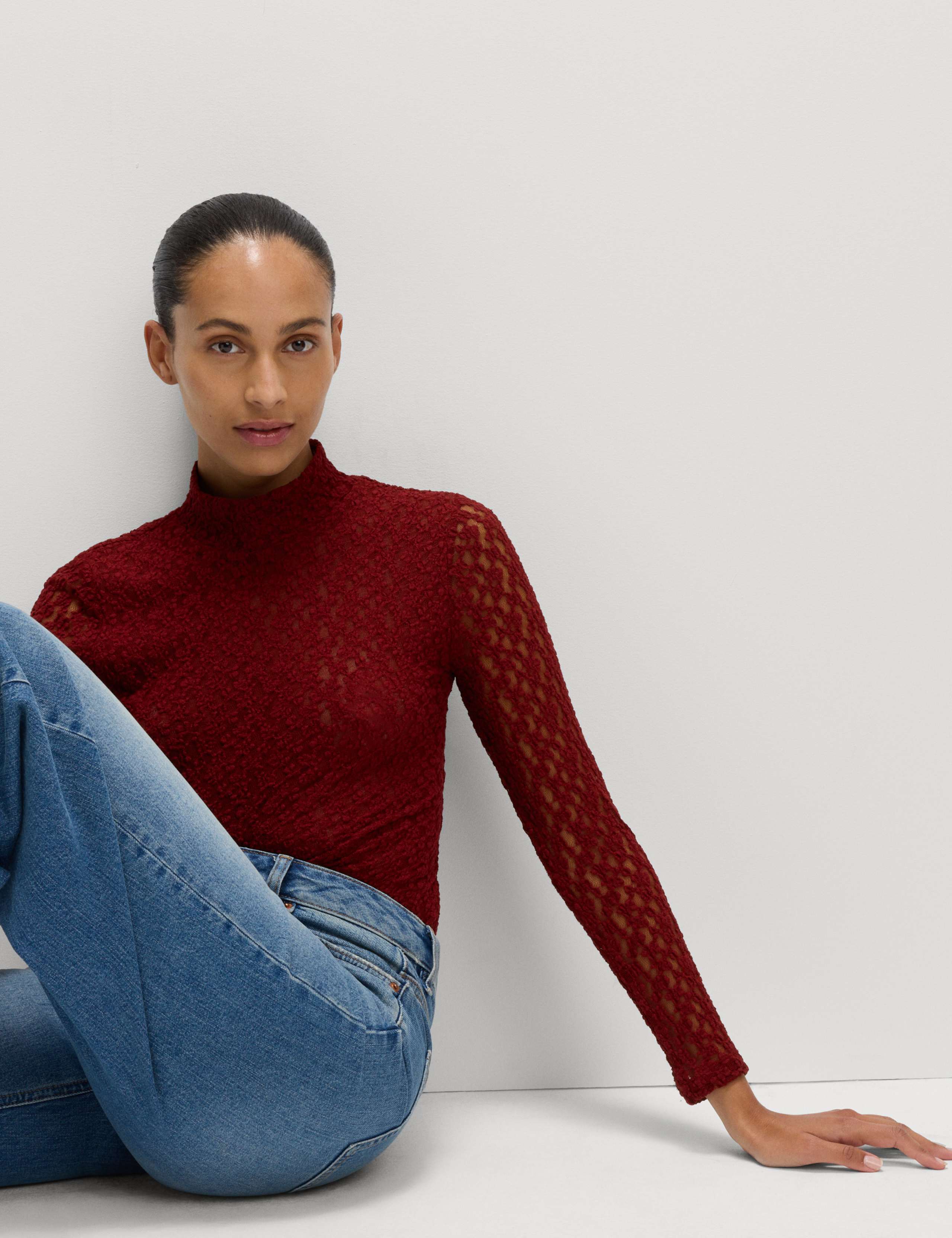 Cotton Blend Lace High Neck Top 6 of 6