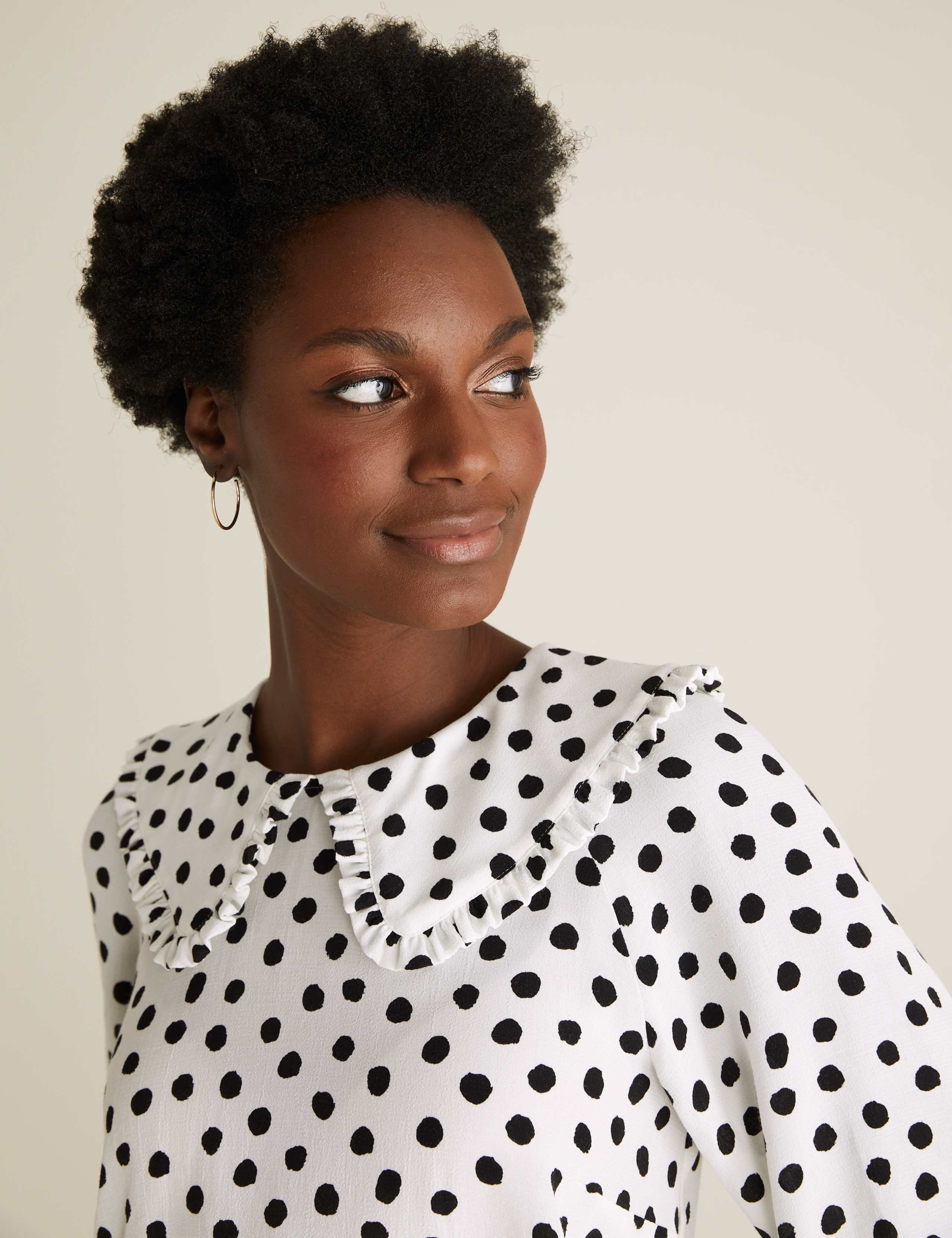 Spot Print Peter Pan Collar Ruffle Blouse 4 of 6