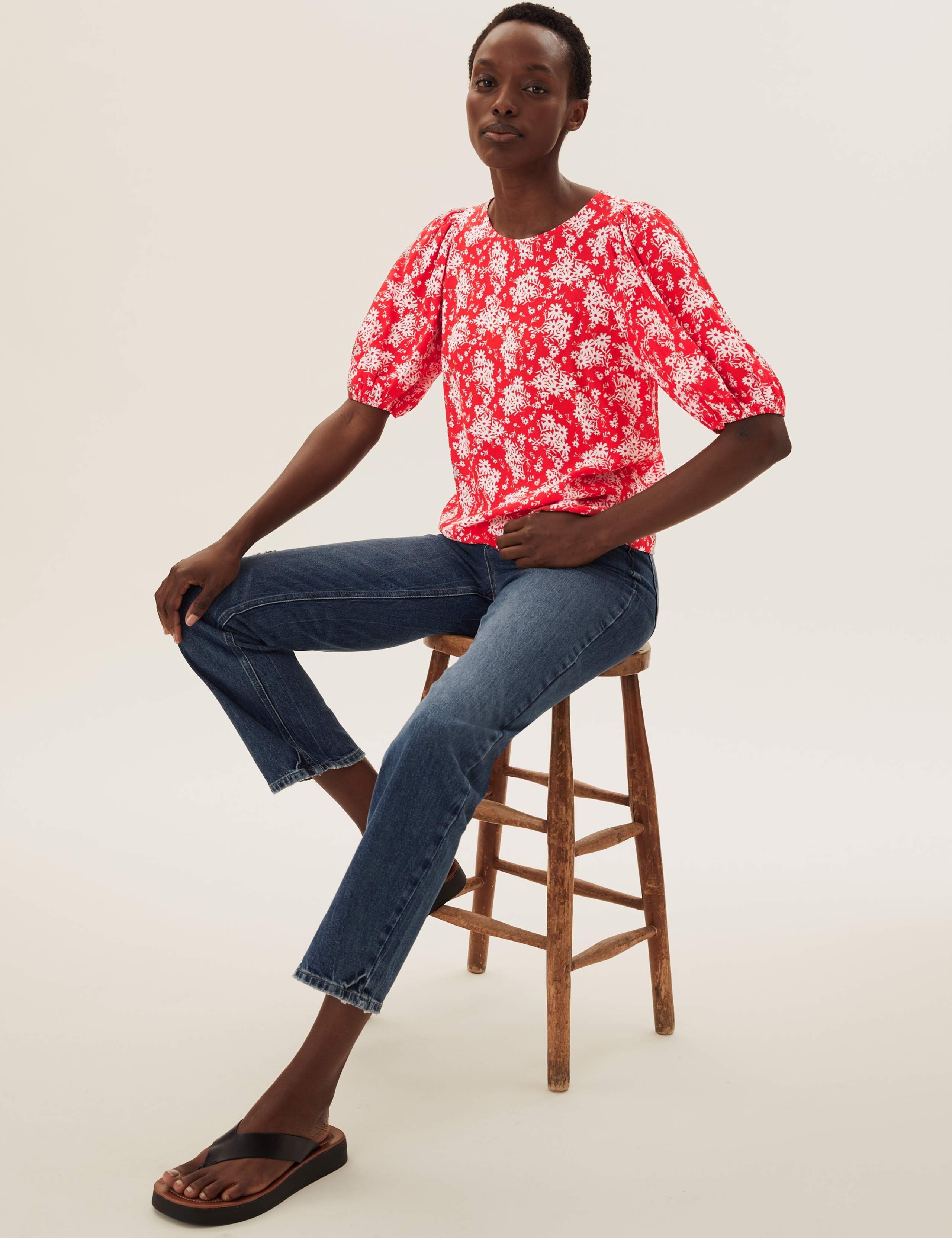 Floral Short Sleeve Blouse 1 of 4