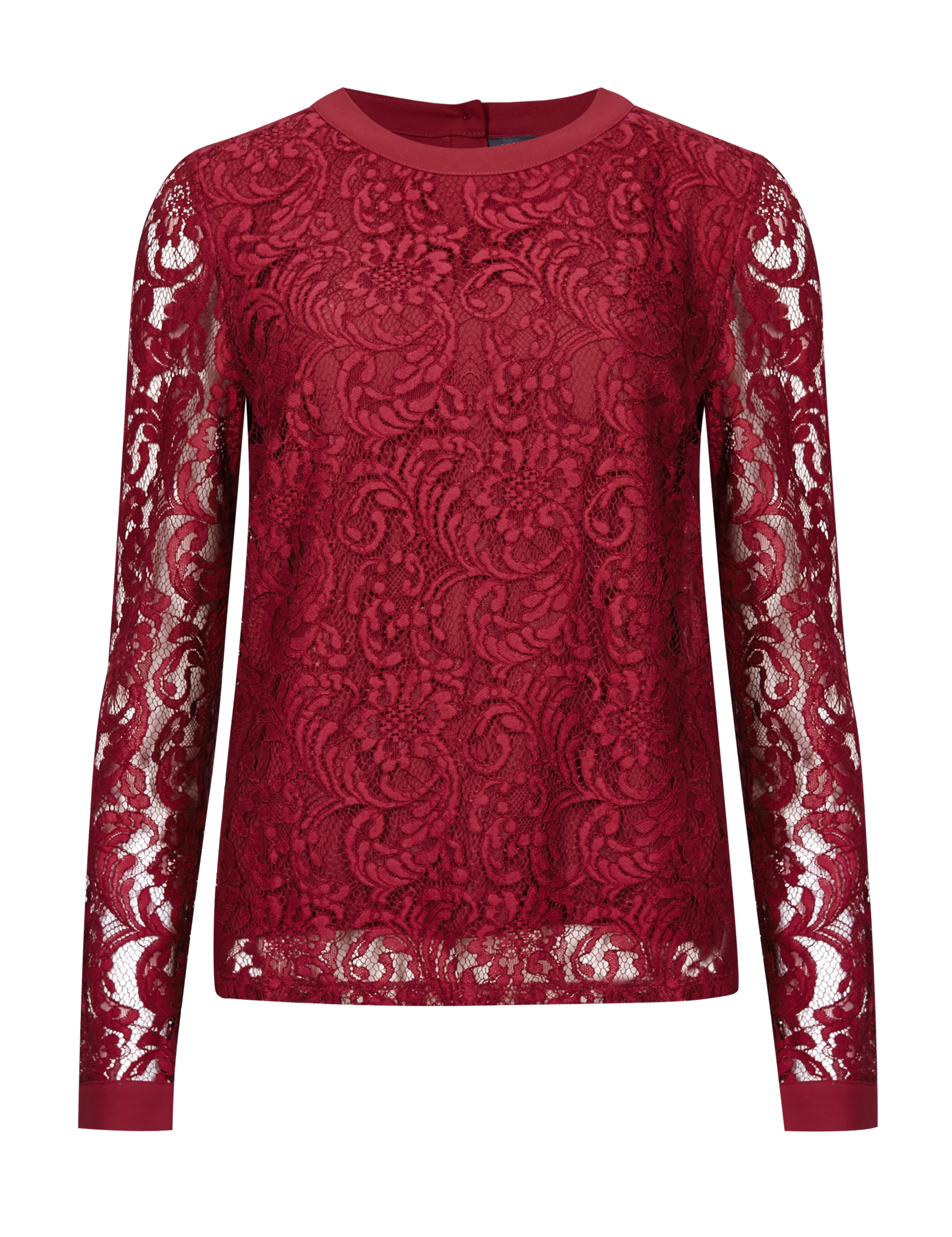 Long Sleeve Floral Lace Shell Blouse 2 of 5