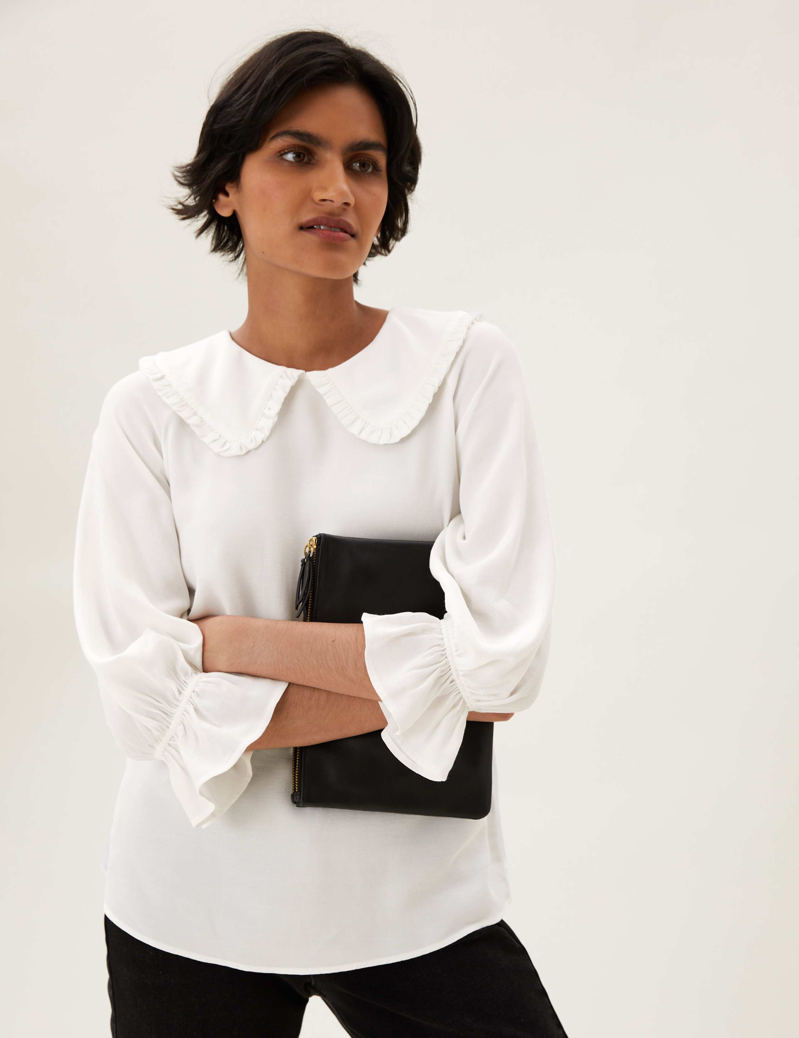 Collared Frill Detail Oversized Top 1 of 4