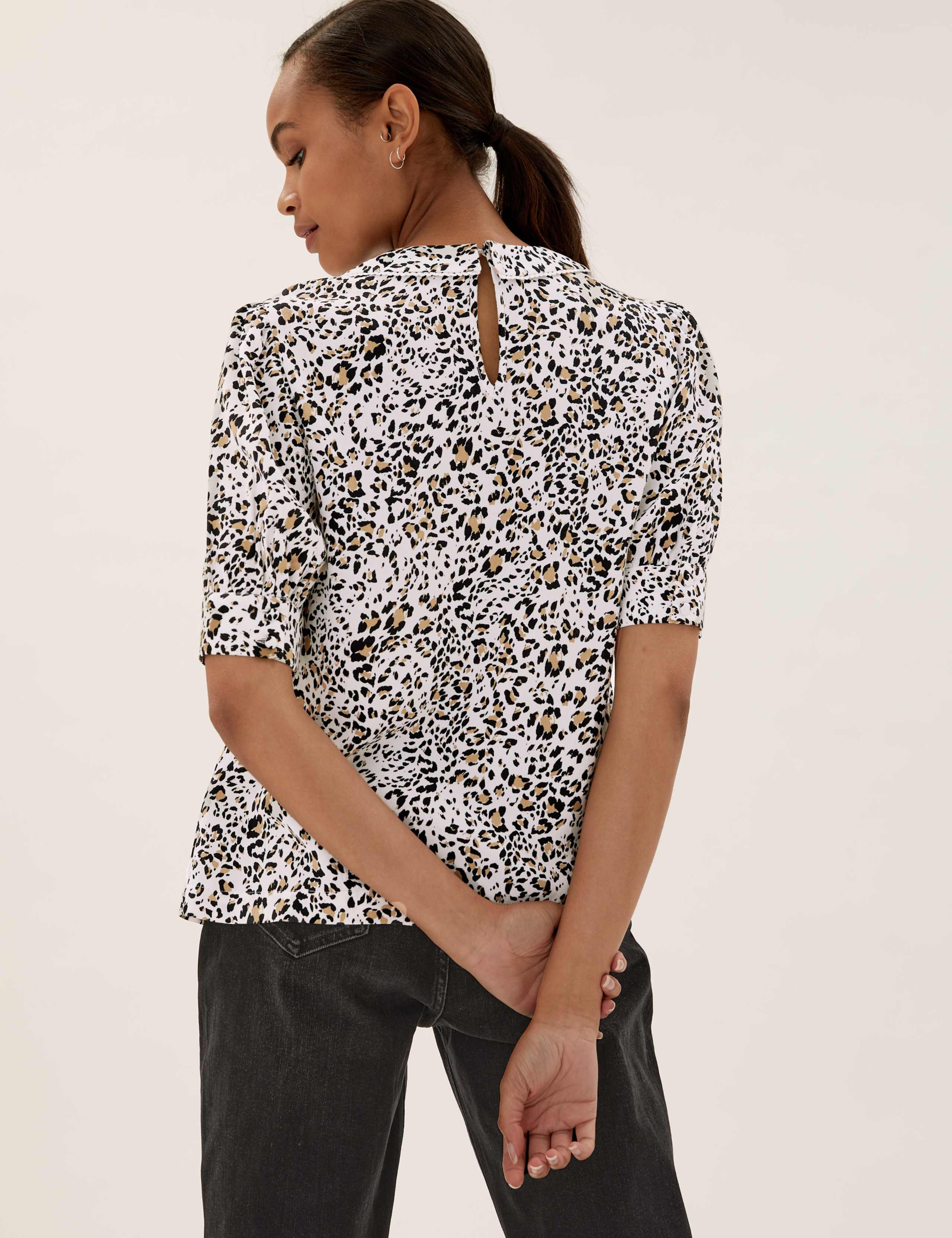 Animal Print Peter Pan Collar Top 3 of 5