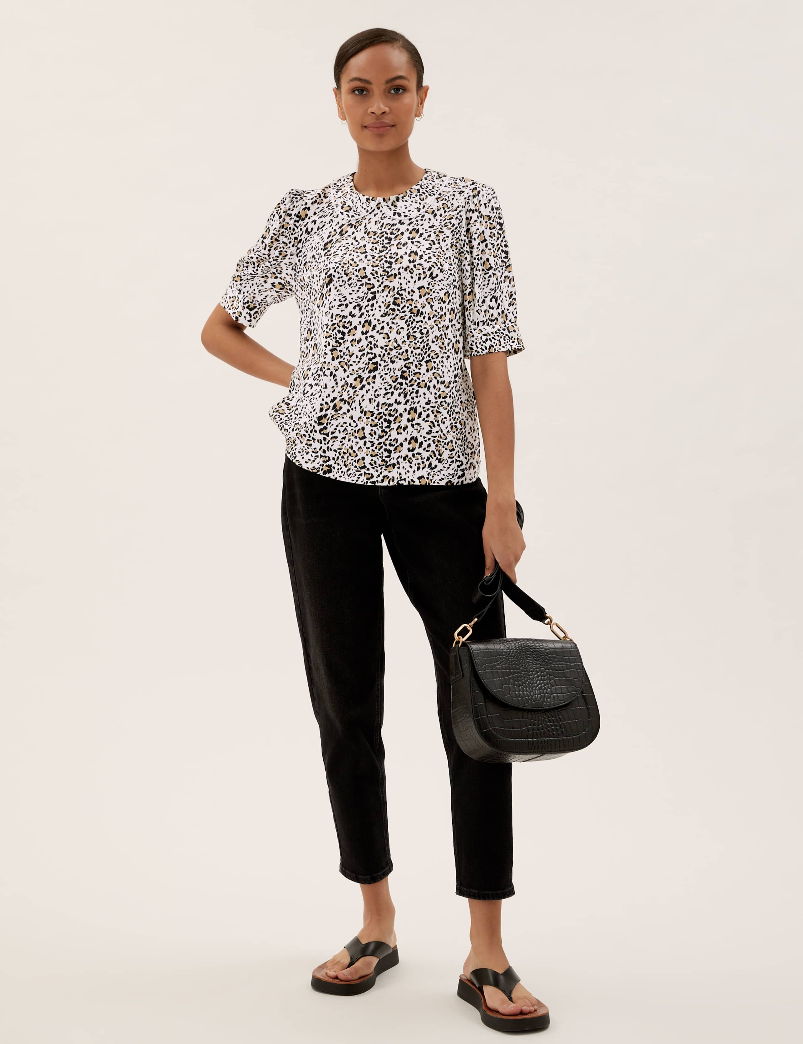 Animal Print Peter Pan Collar Top 5 of 5
