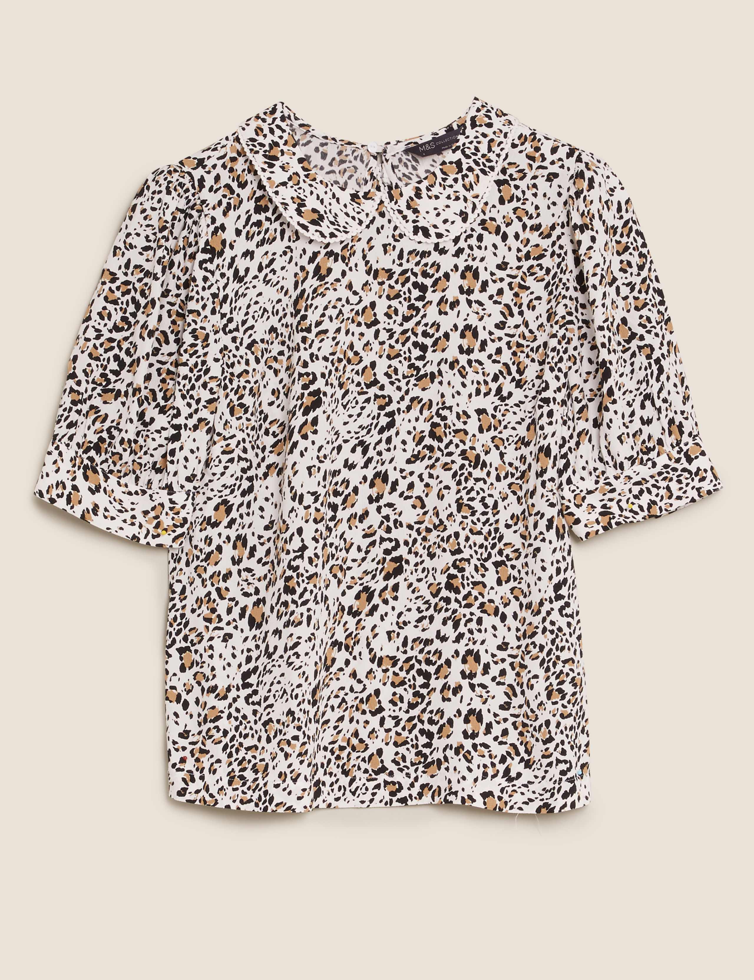 Animal Print Peter Pan Collar Top 2 of 5