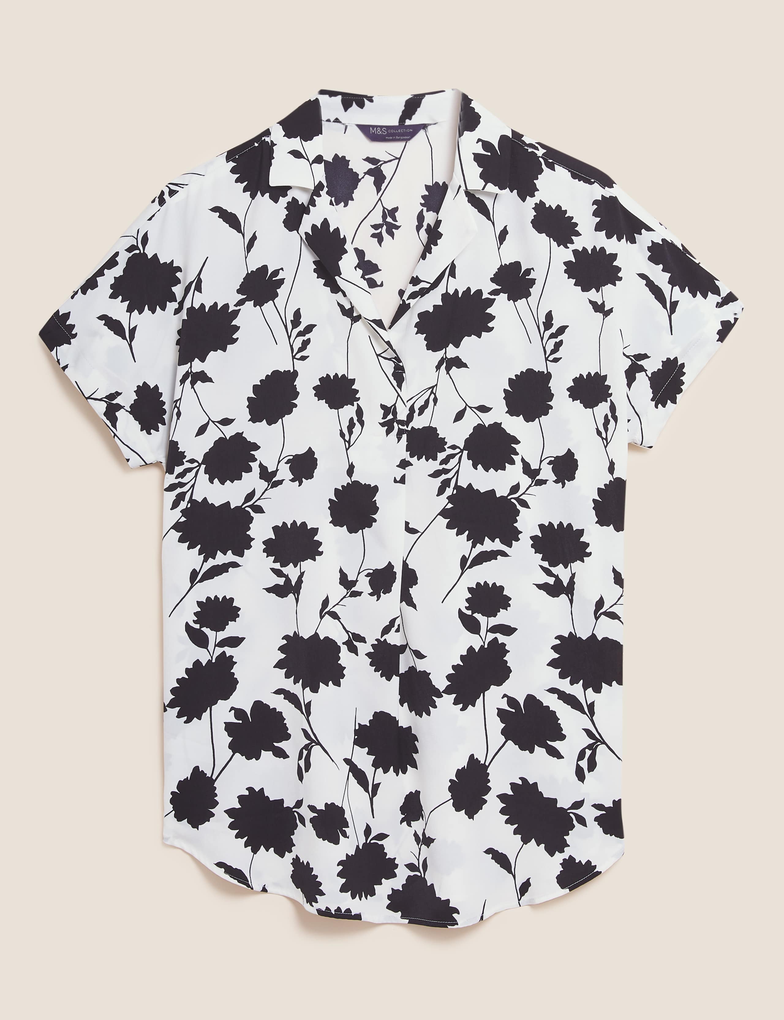 Floral Collared Short Sleeve Popover Blouse 2 of 5