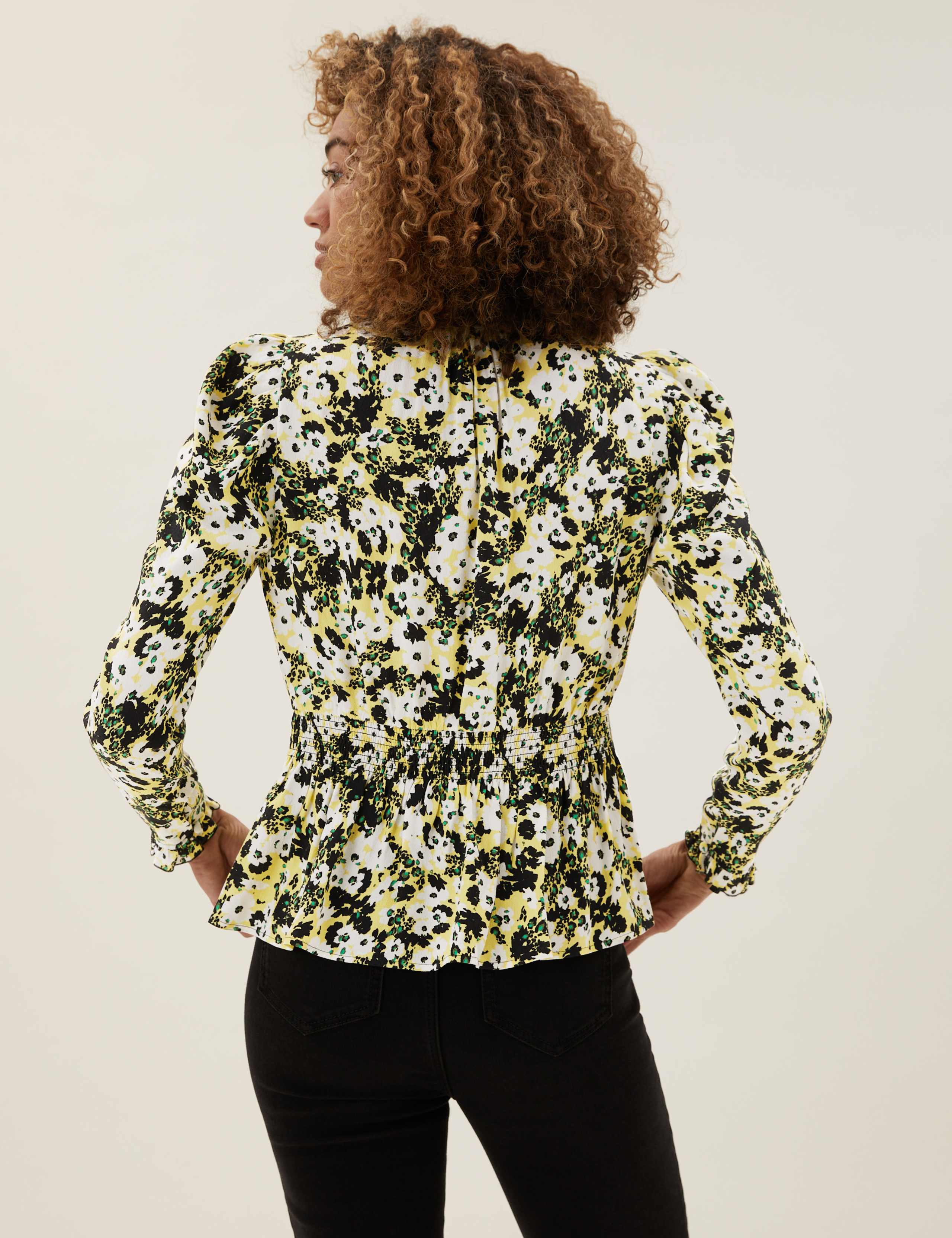 Floral Tie Neck Long Sleeve Top 4 of 6