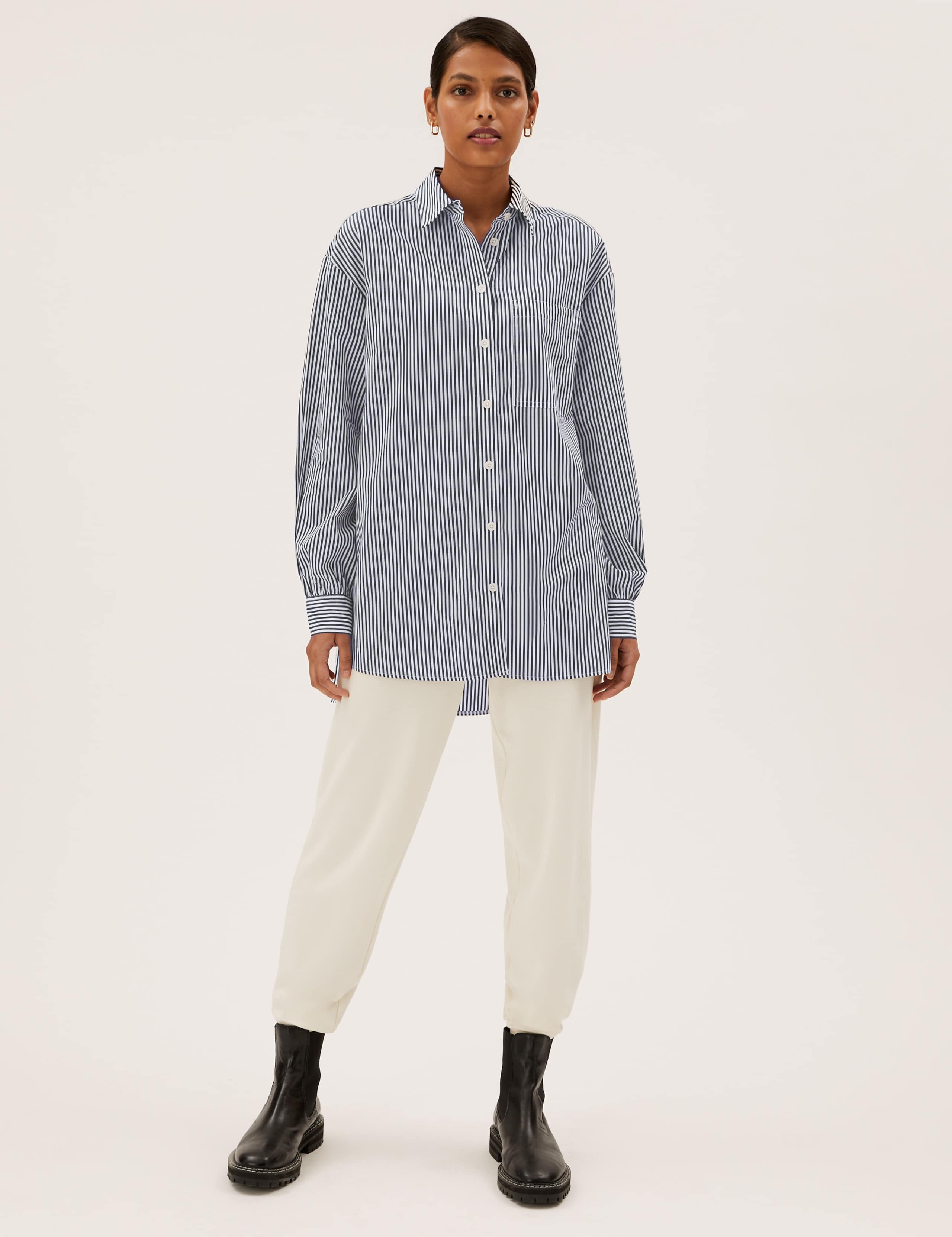 Pure Cotton Striped Oversized Girlfriend Style Shirt 3 of 6