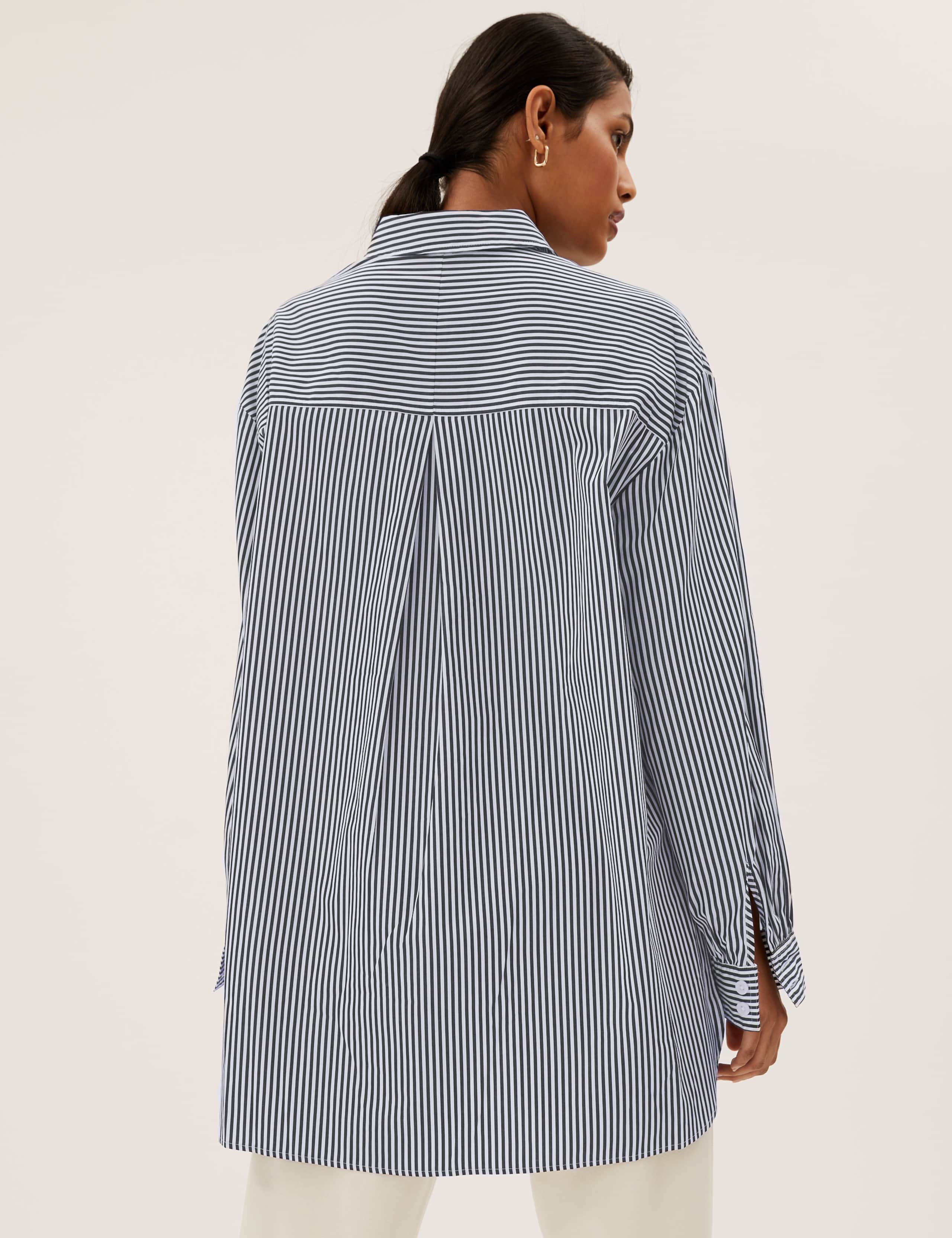 Pure Cotton Striped Oversized Girlfriend Style Shirt 4 of 6