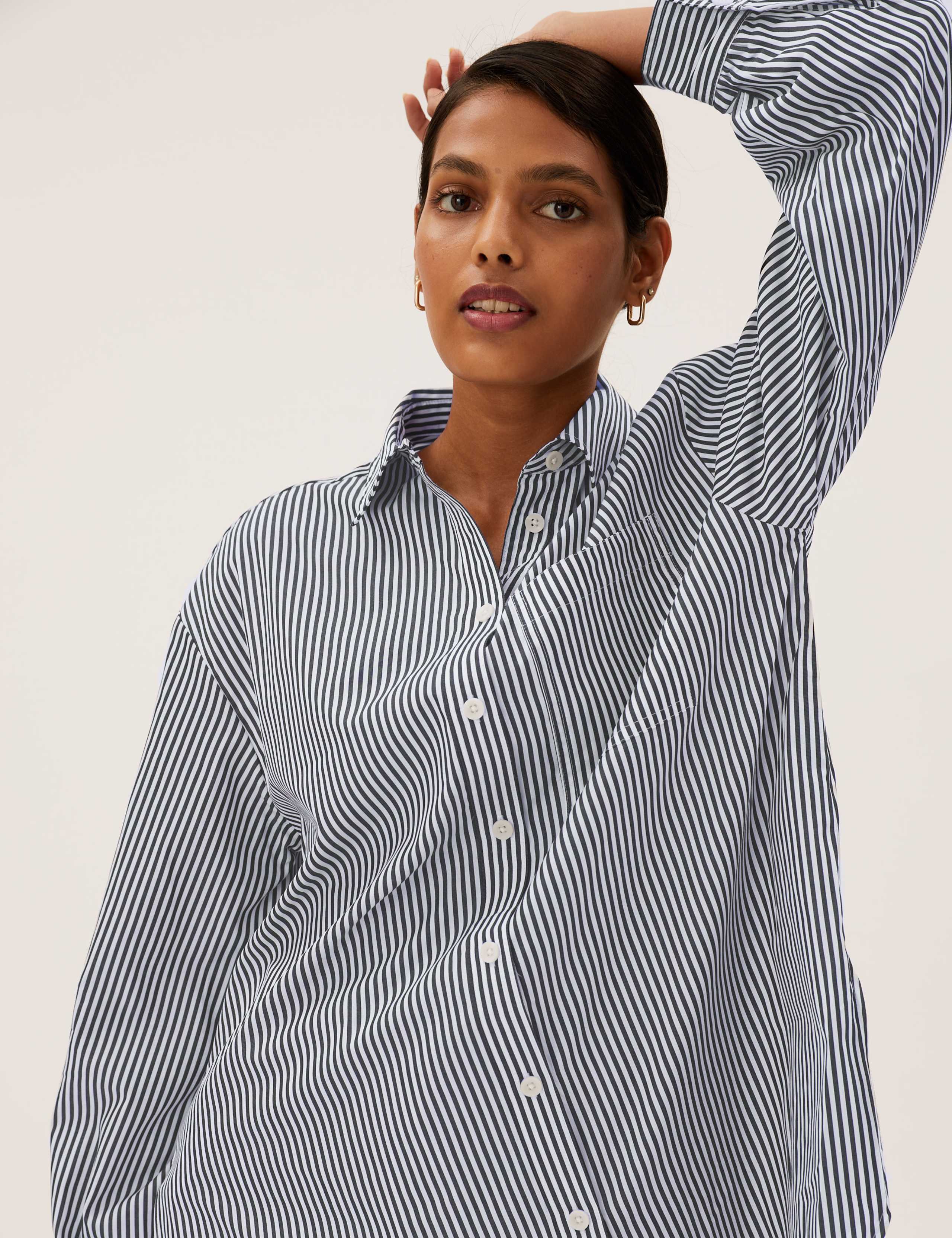 Pure Cotton Striped Oversized Girlfriend Style Shirt 6 of 6