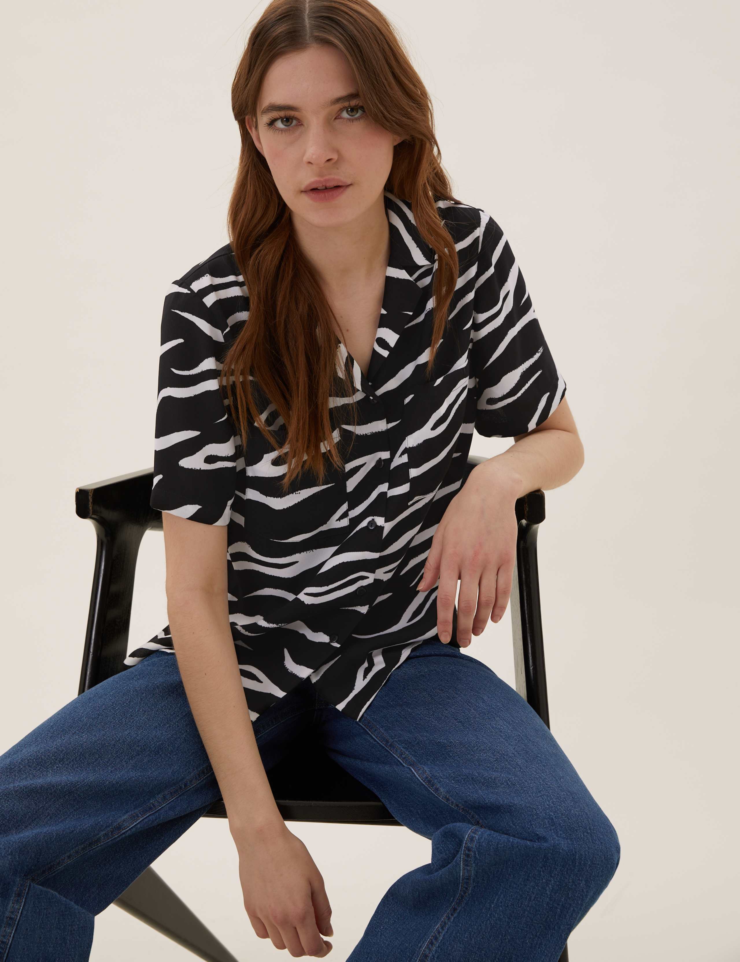 Animal Print Collared Short Sleeve Shirt 1 of 6