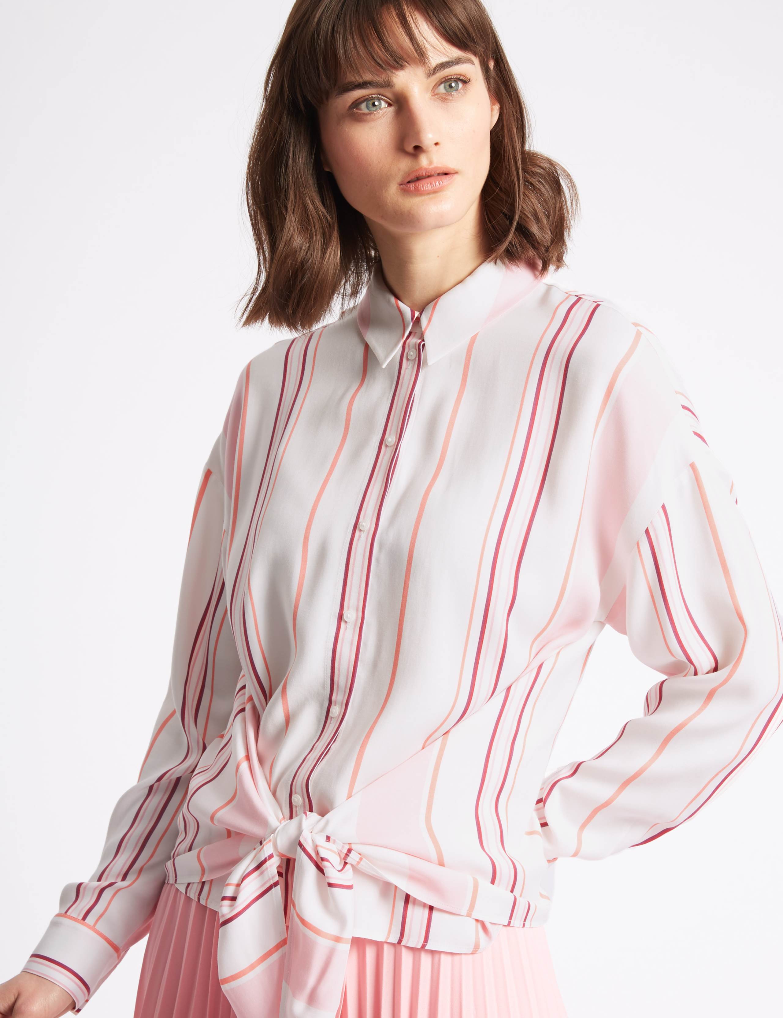 Striped Tie Front Long Sleeve Shirt 2 of 3