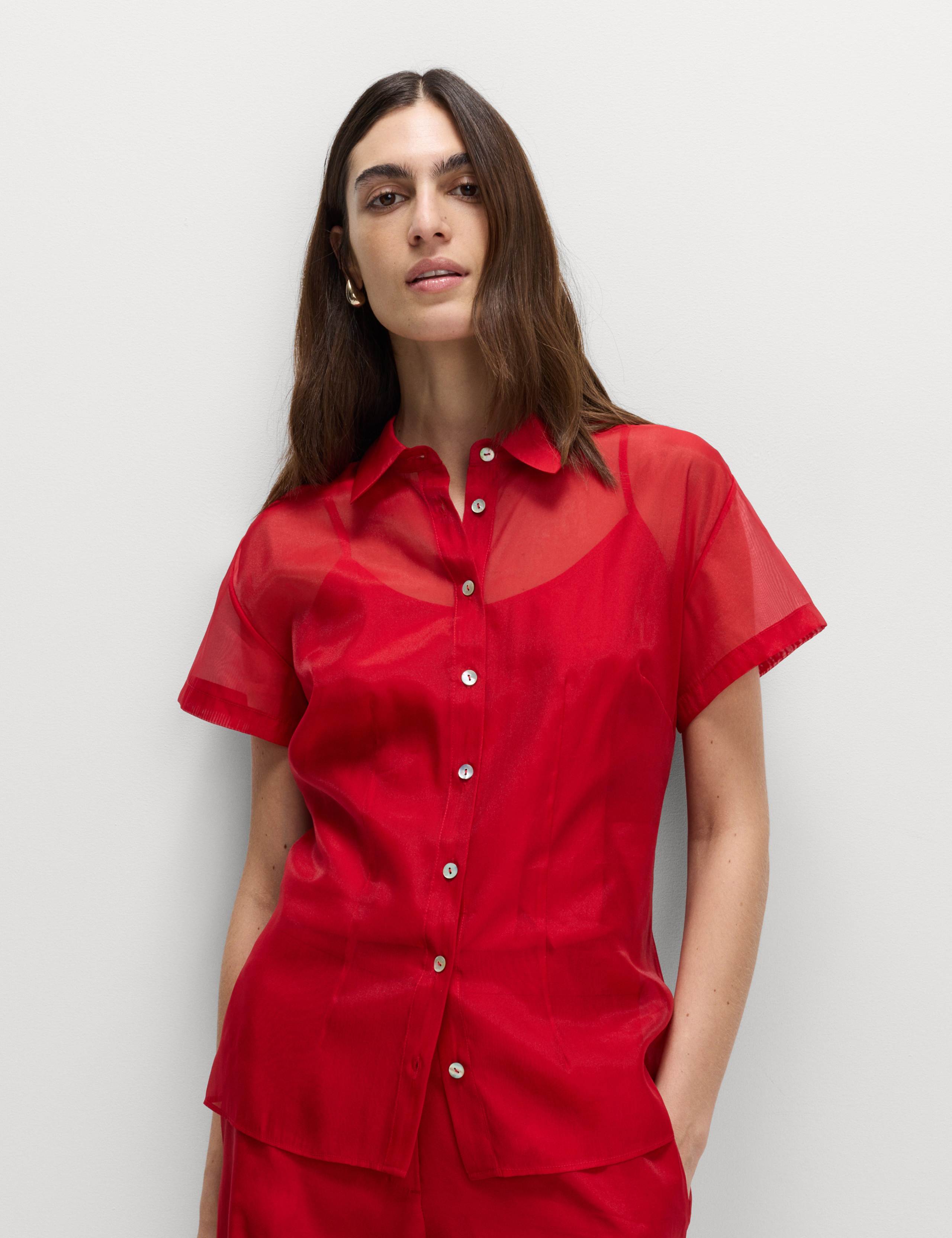 Organza Collared Button Through Shirt 1 of 6