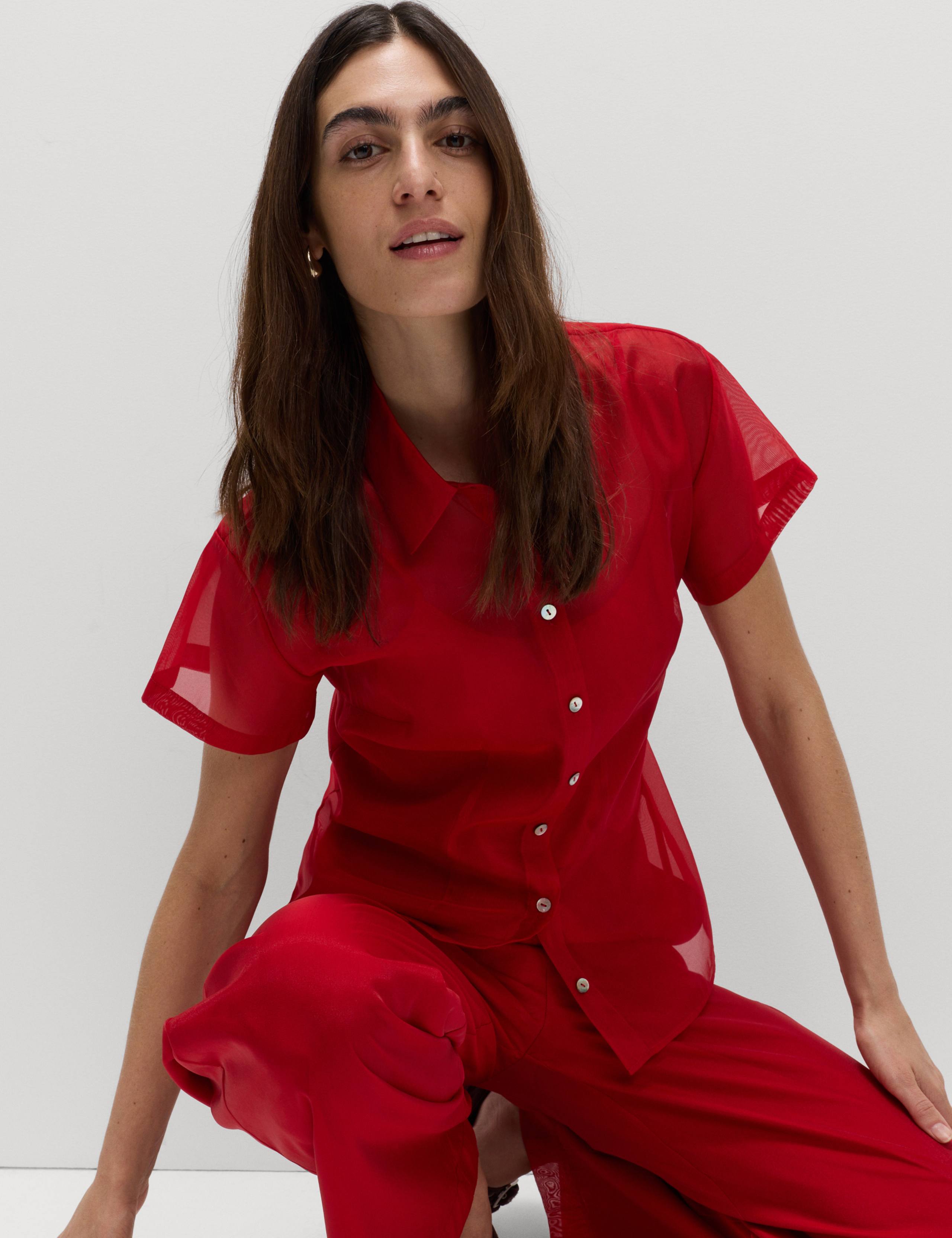 Organza Collared Button Through Shirt 6 of 6