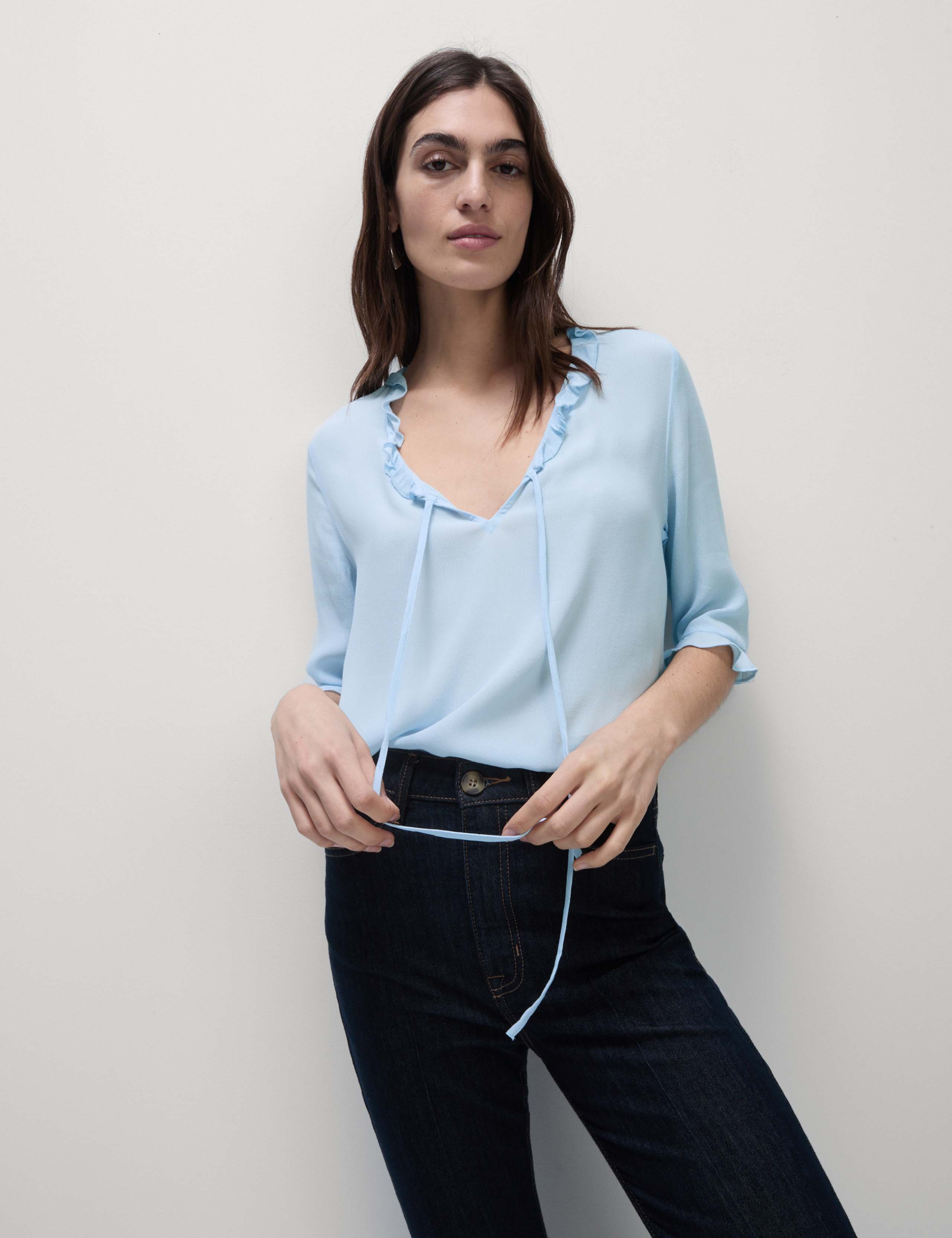 V-Neck Frill Detail Blouse 4 of 4