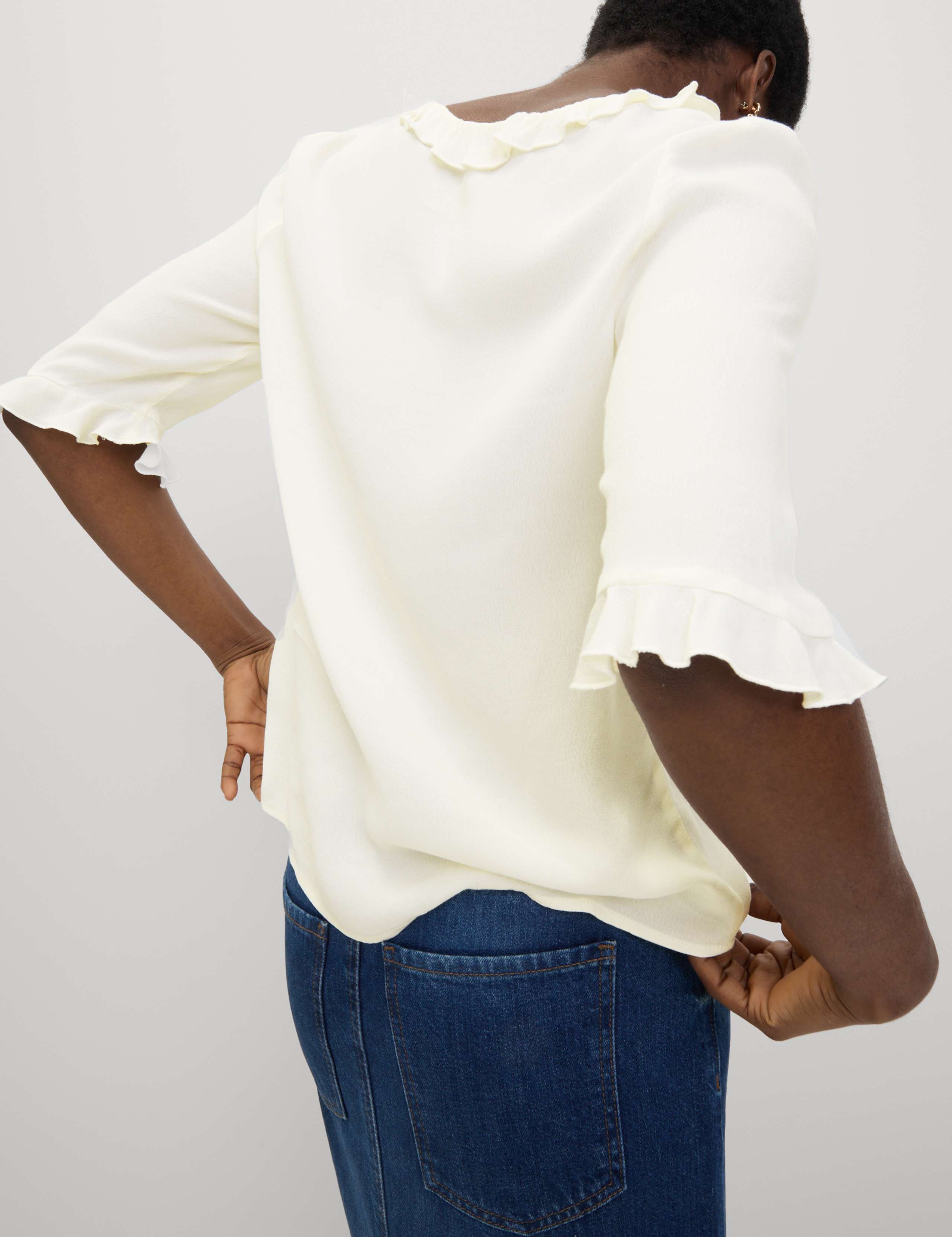 V-Neck Frill Detail Blouse 4 of 4