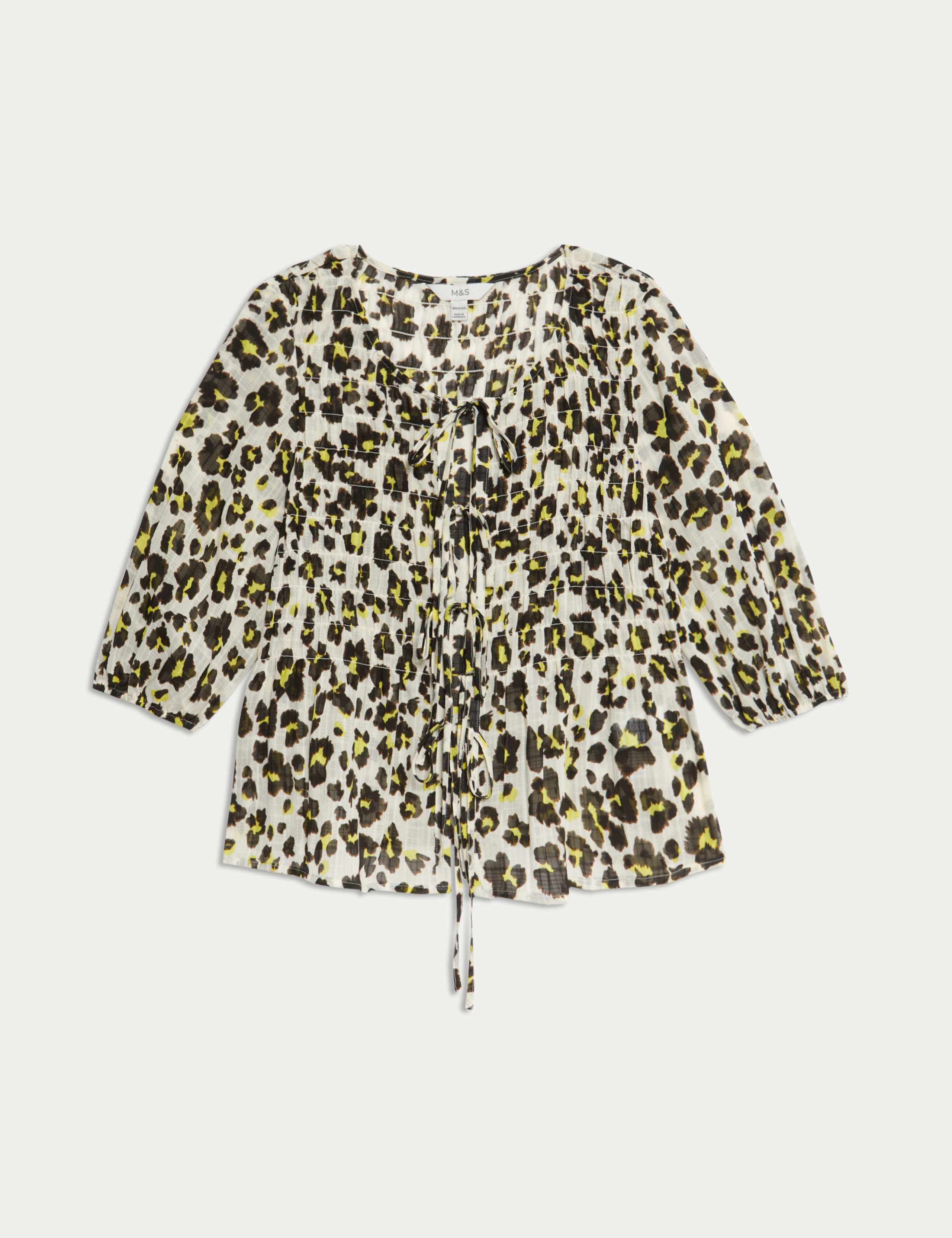 Shirred Tie Front Blouse 2 of 6